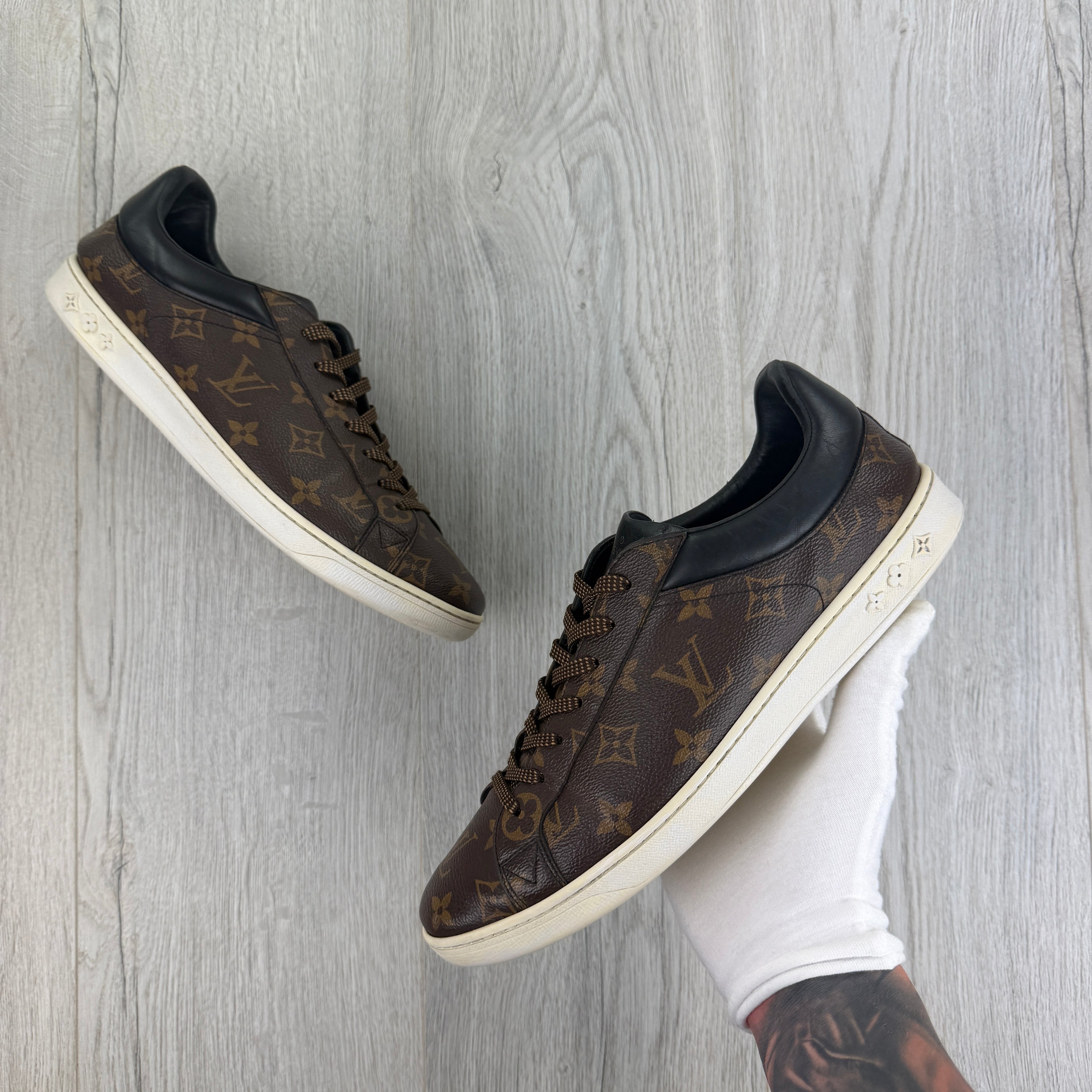 Louis Vuitton Men’s Brown Monogram Low Leather Sneakers - Uk 9