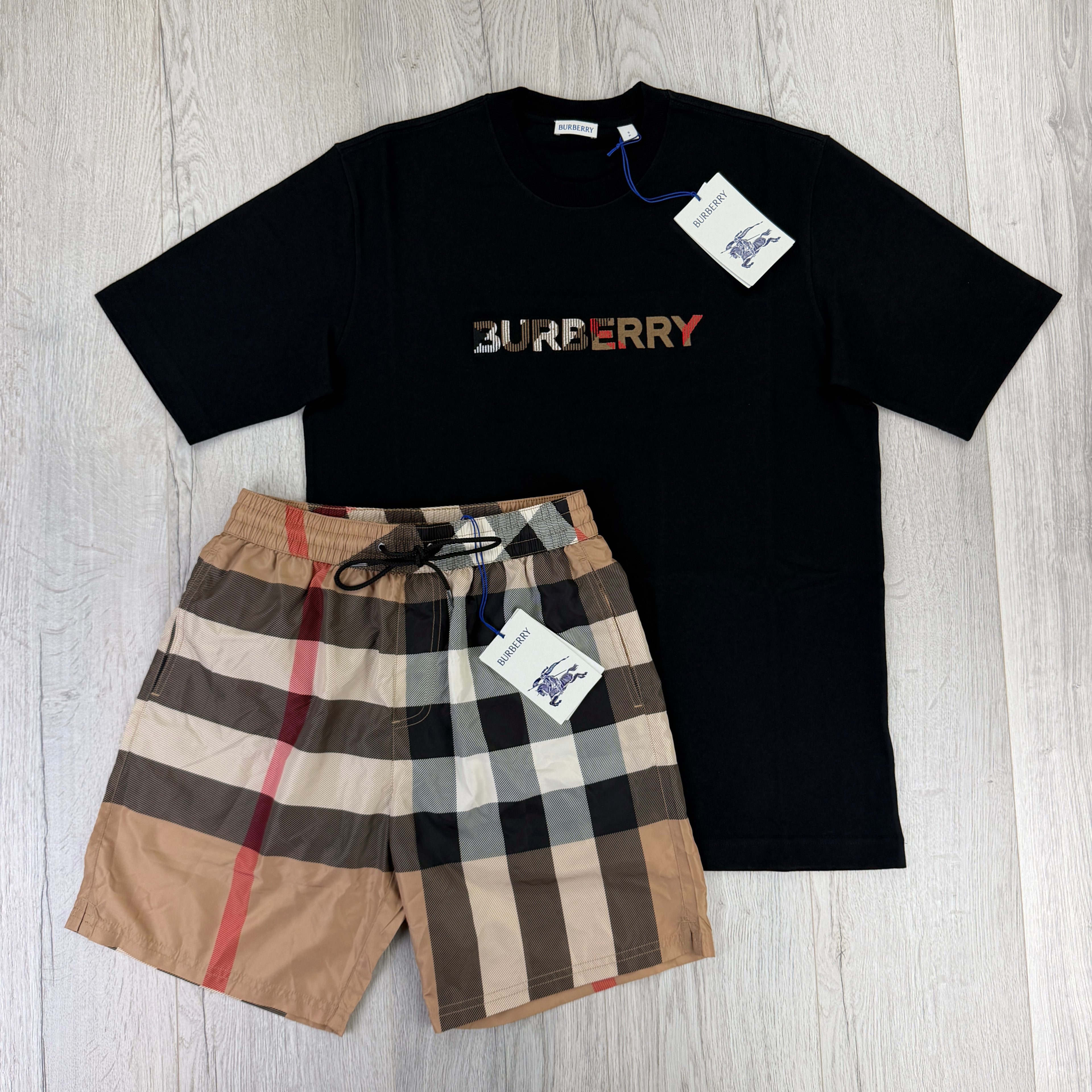 Burberry Men’s Black T-shirt & Shorts Set