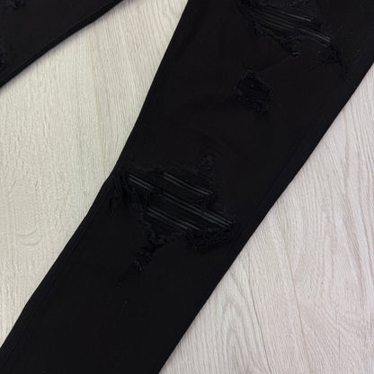 Amiri MX1 Black Distressed Slim Jeans - Uk 31