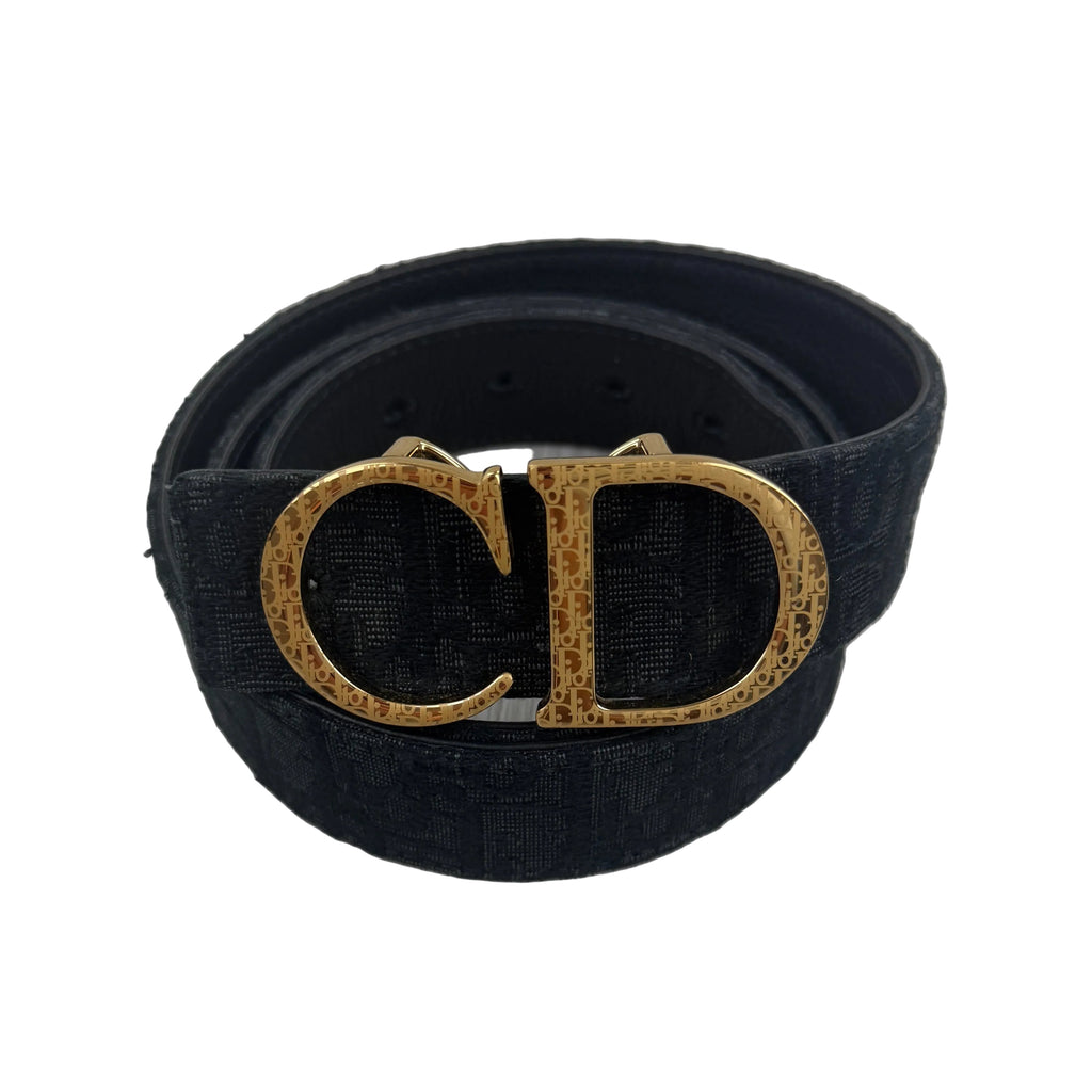 Dior Men’s Oblique Belt With Gold CD Buckle - 95 (Uk 30 -34)