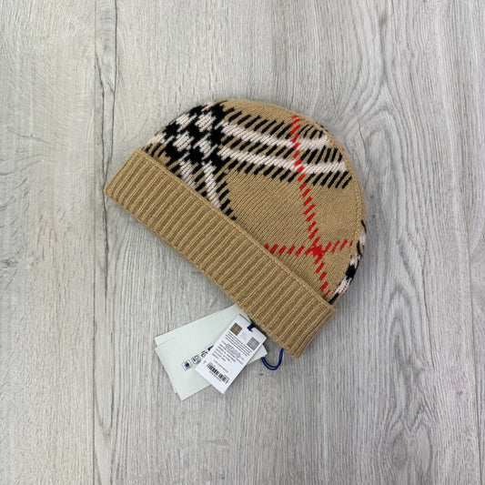 Burberry Check Cashmere Blend Beanie