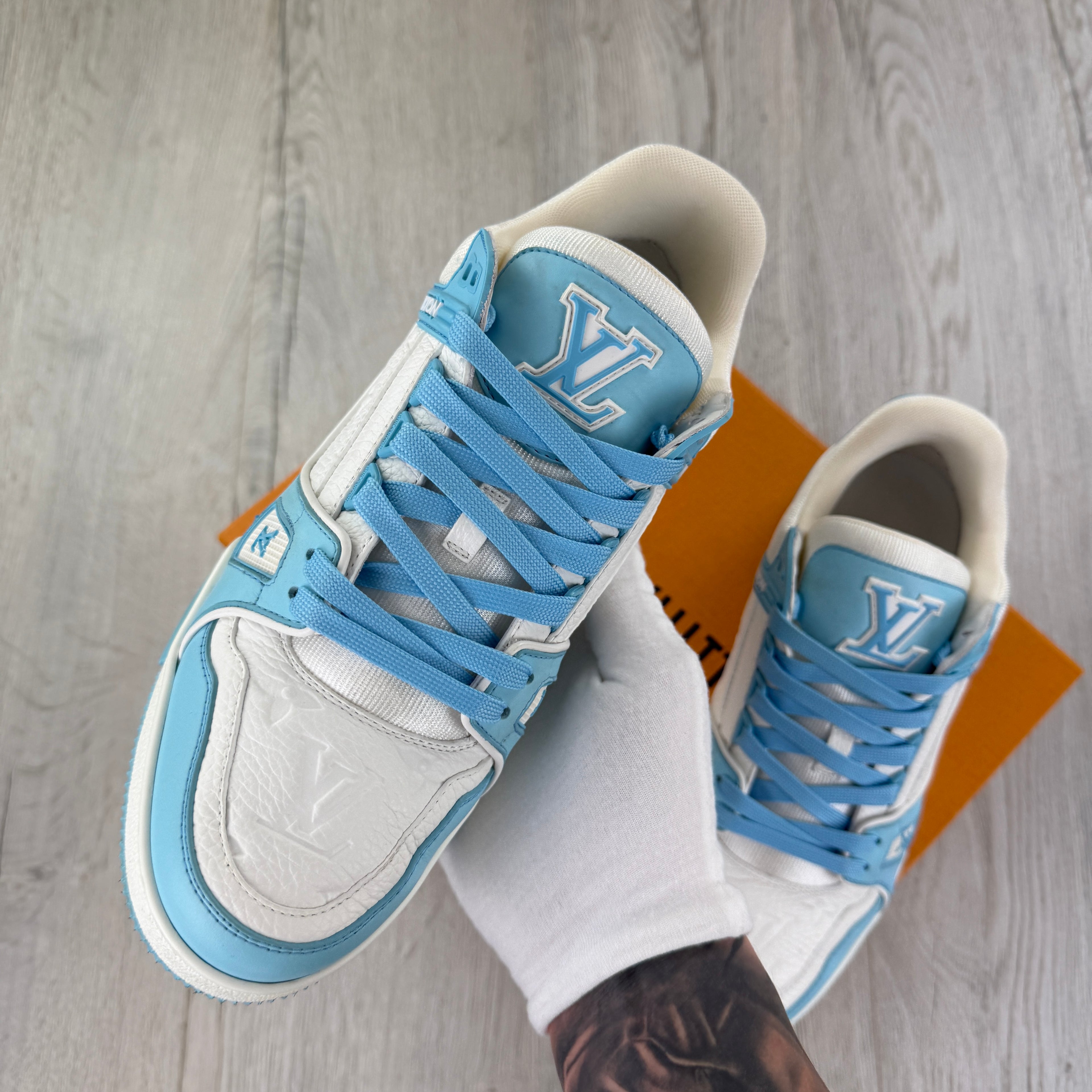 Louis Vuitton Men’s Blue & White Low Trainers - Uk 7 (Fit 7.5)