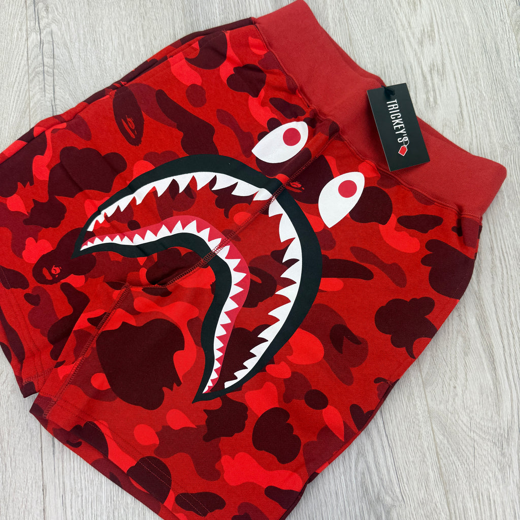 Bape Men’s Red Camo Front Shark Shorts