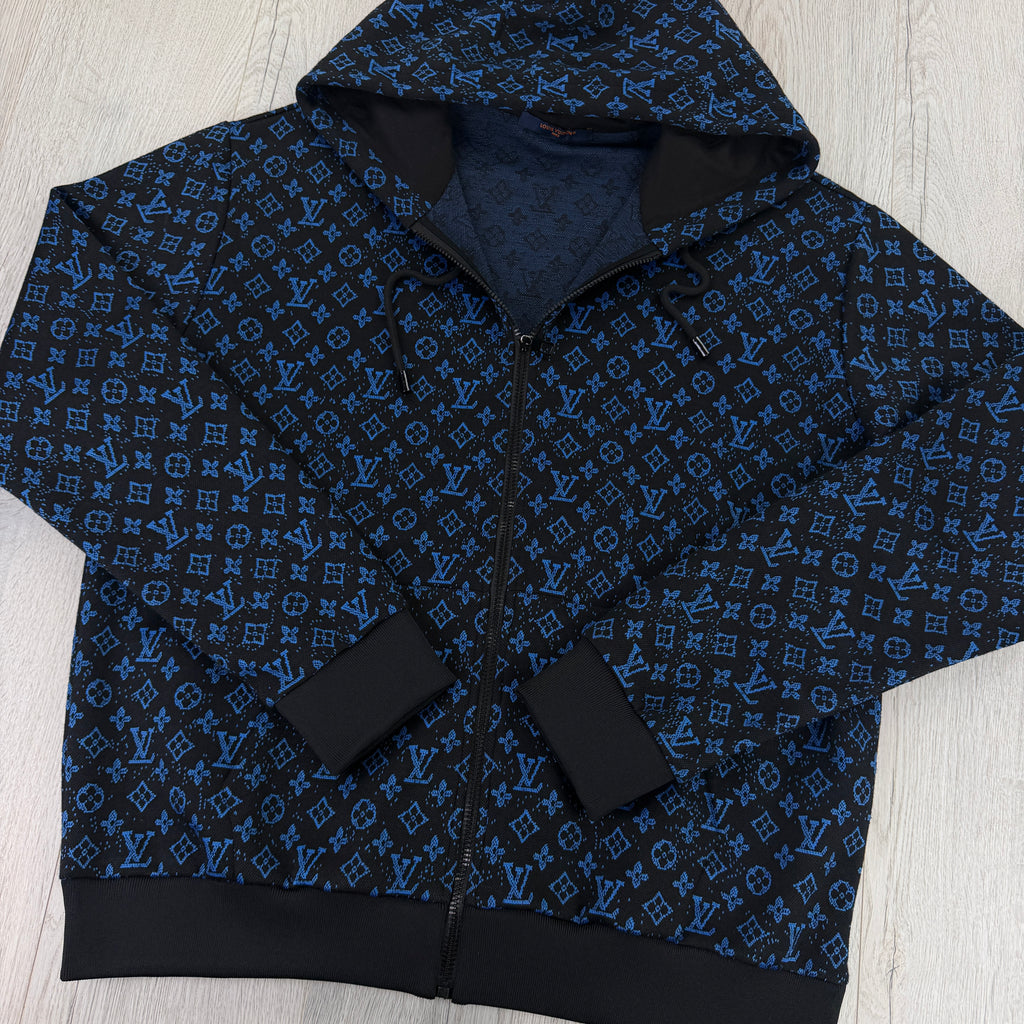 Louis Vuitton Men’s Blue Monogram Zip Up Hoodie - Large (Fits XL)