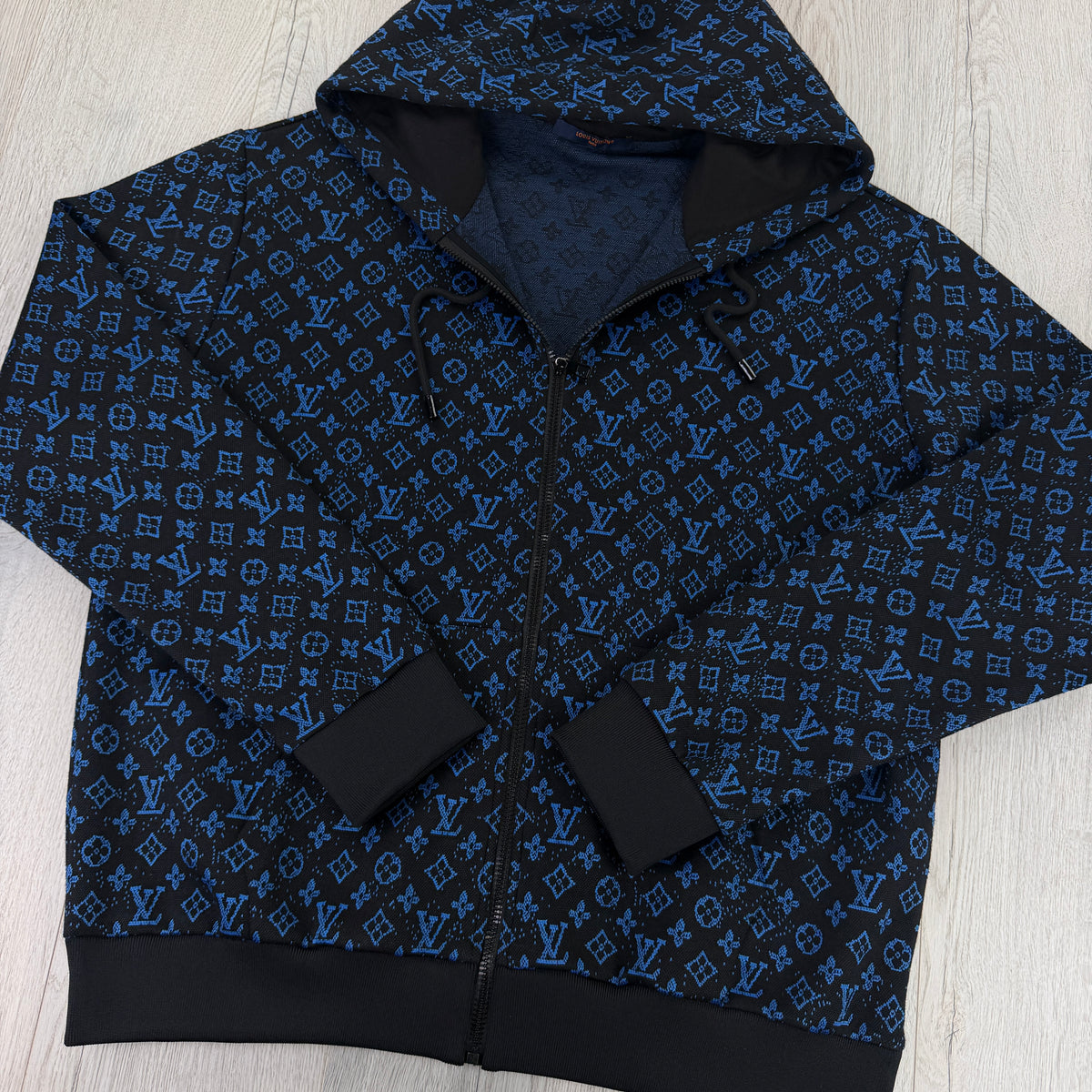 Louis Vuitton Men’s Blue Monogram Zip Up Hoodie - Large (Fits XL)