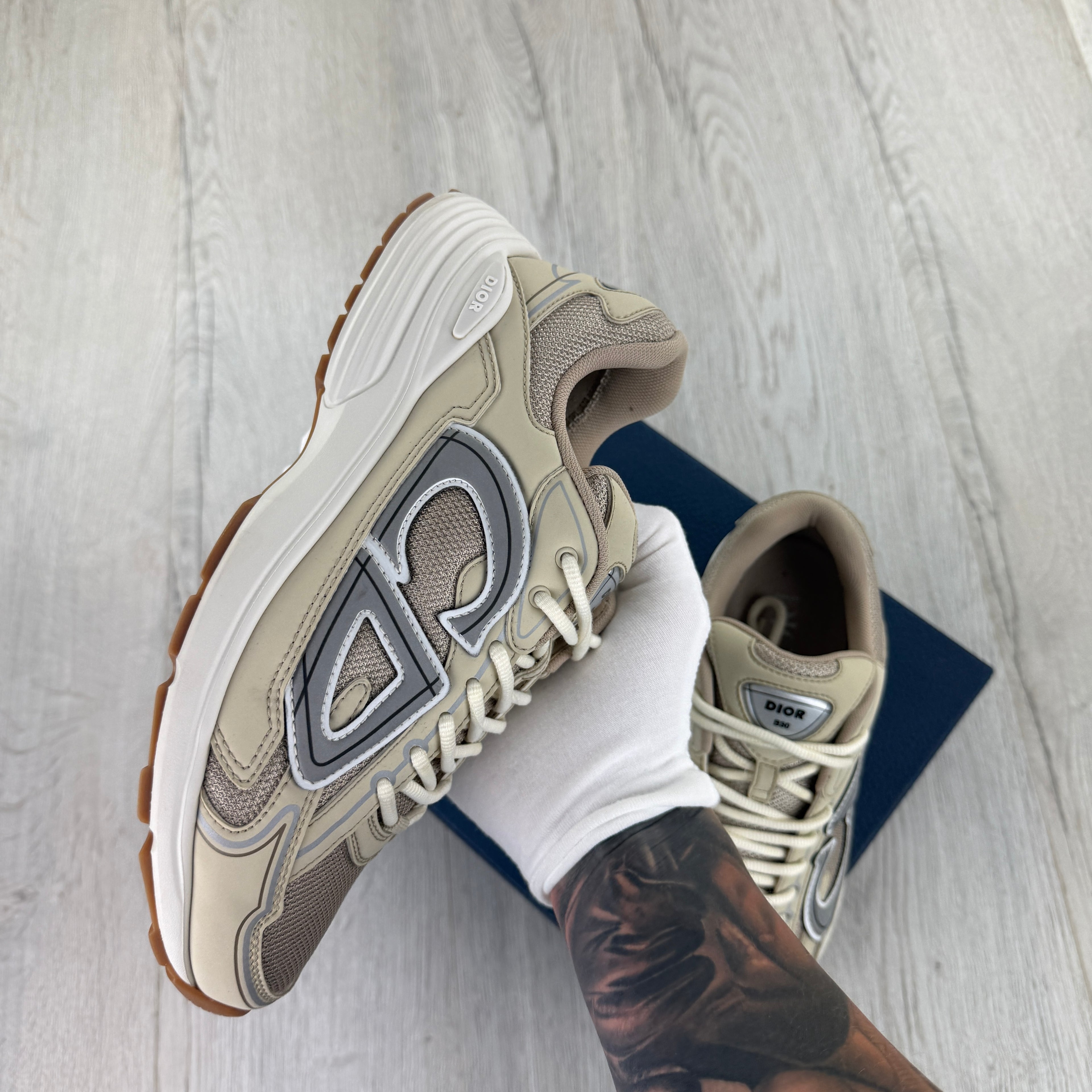 Dior B30 Men’s Cream Mesh and Technical Fabric Trainers - 42.5 (Fit Uk 8.5)