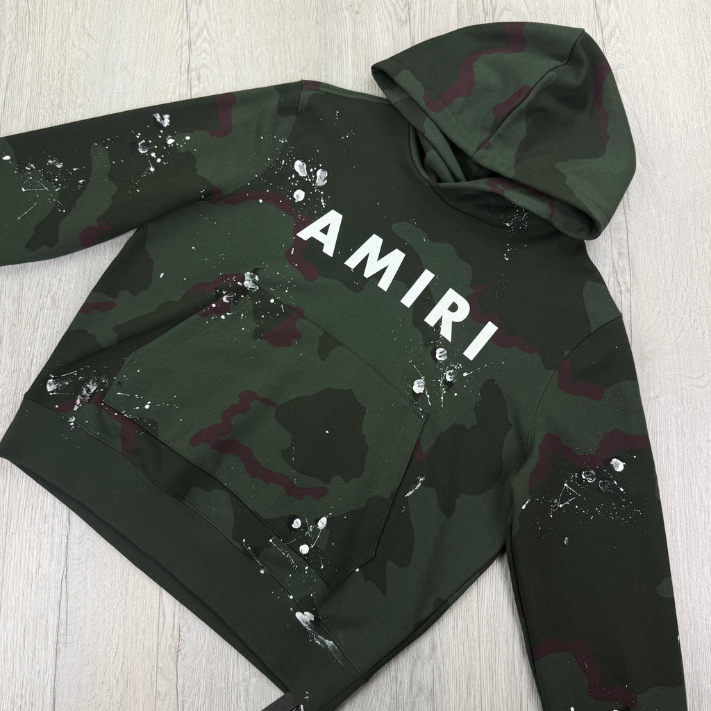 Amiri Men’s Distressed Paint Amry Camo Full Tracksuit - Large