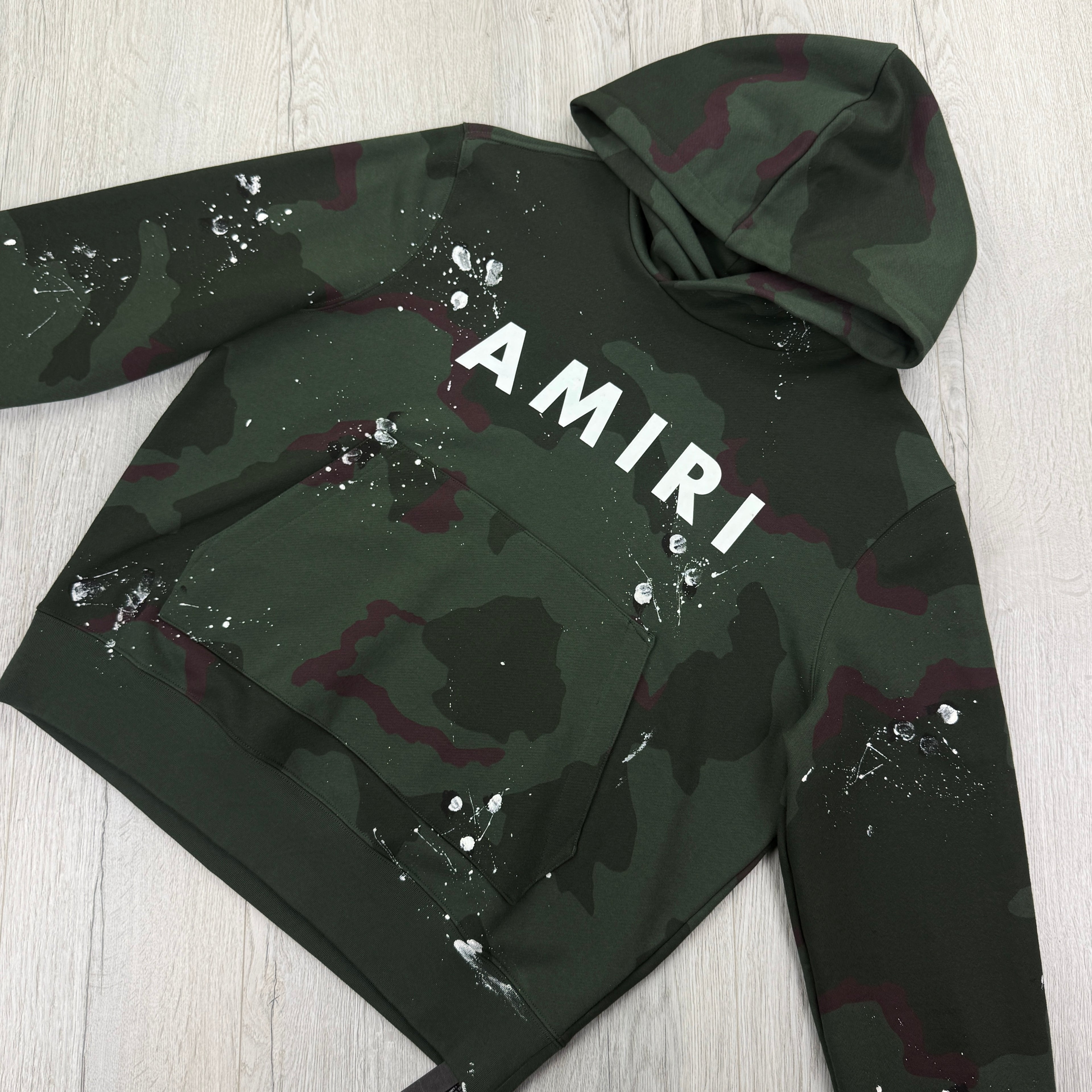 Amiri Men’s Distressed Paint Amry Camo Full Tracksuit - Large
