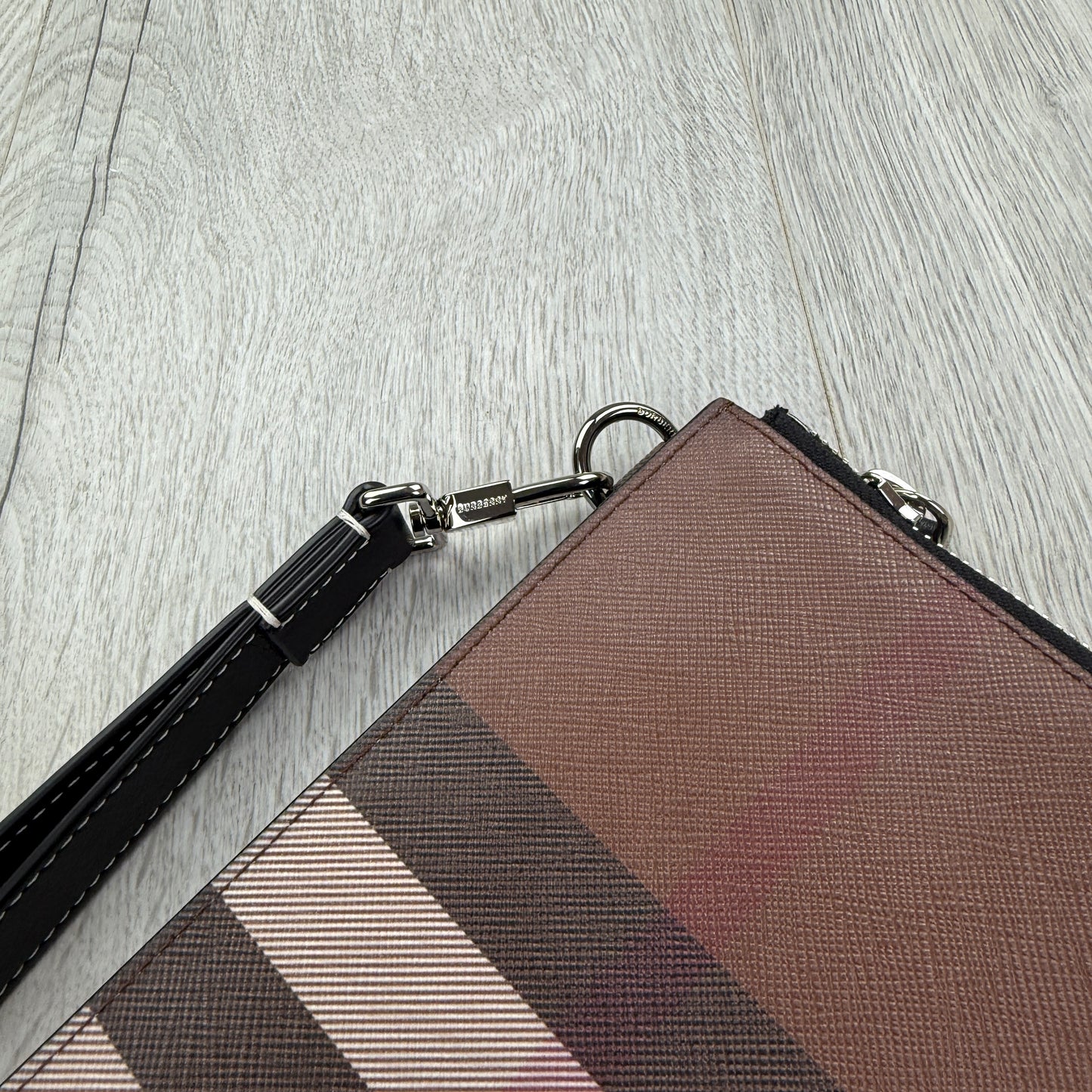 Burberry Men’s Brown Zip-up Clutch Bag / Pouch