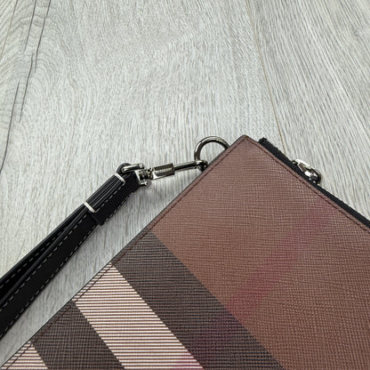 Burberry Men’s Brown Zip-up Clutch Bag / Pouch