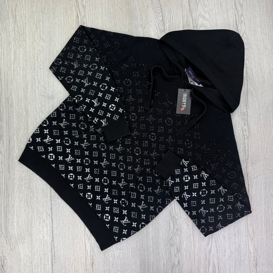 Louis Vuitton Men’s Black Monogram Gradient Pullover Hoodie - Small