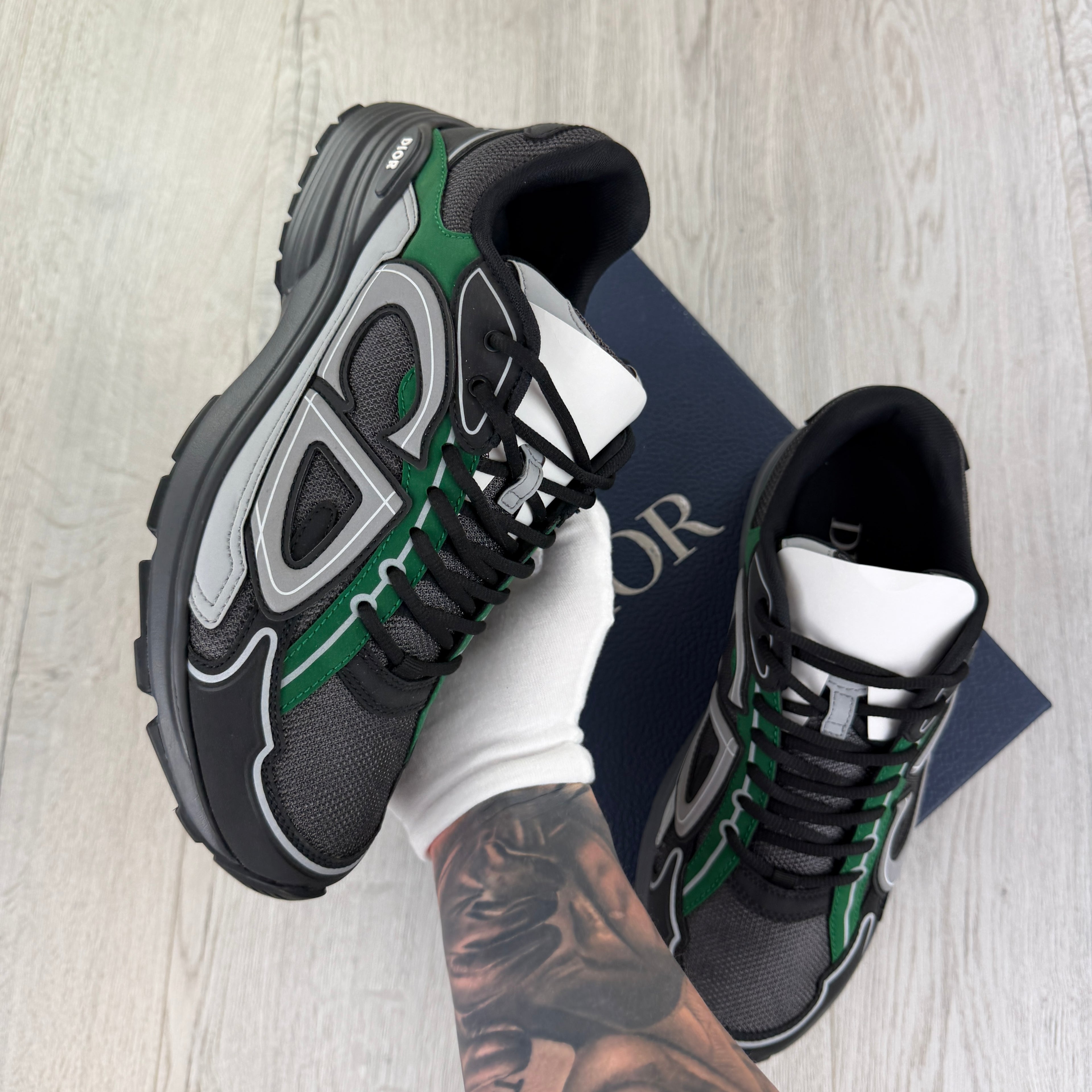 Dior B30 Men’s Black Deep Grey Green Trainers - 42 (Uk 8)
