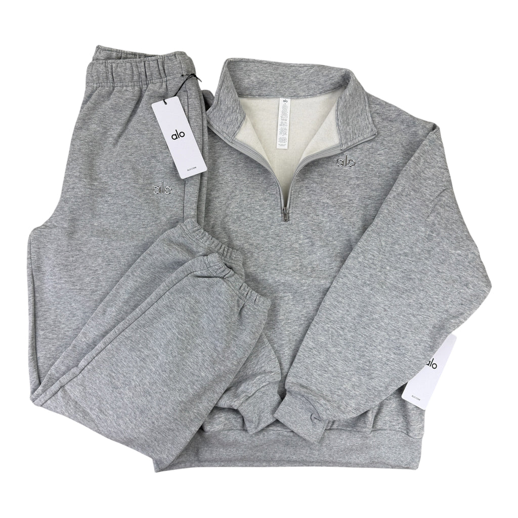 Alo Men’s Grey Full 1/4 Zip & Cuffed Bottoms Tracksuit