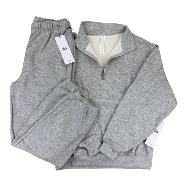 Alo Men’s Grey Full 1/4 Zip & Cuffed Bottoms Tracksuit