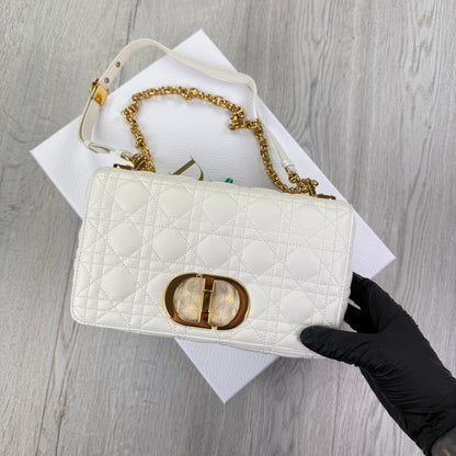 Dior Women’s White Small Dior Caro Ivory Supple Cannage Calfskin Bag