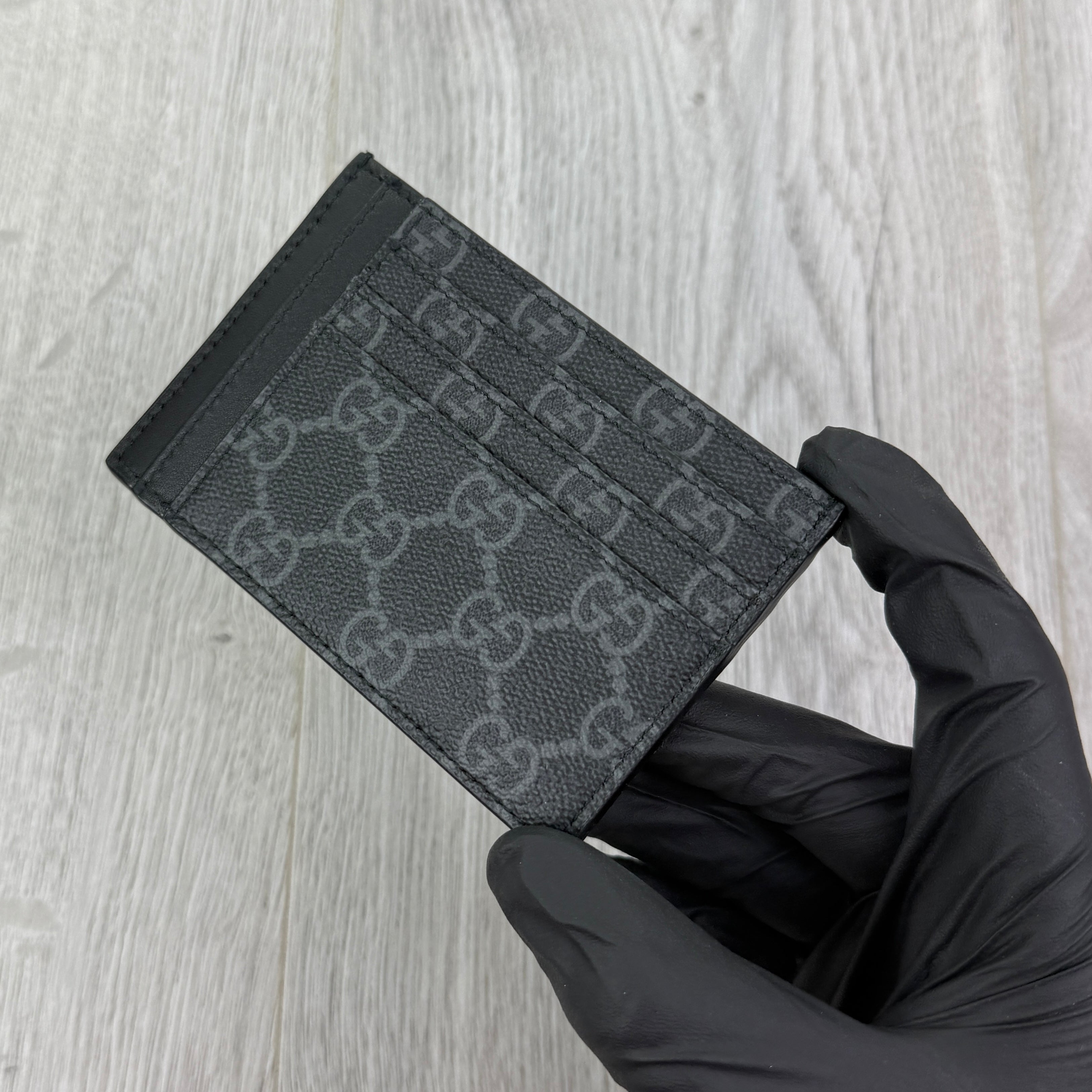 Gucci GG Interlocking Black Canvas Card Holder