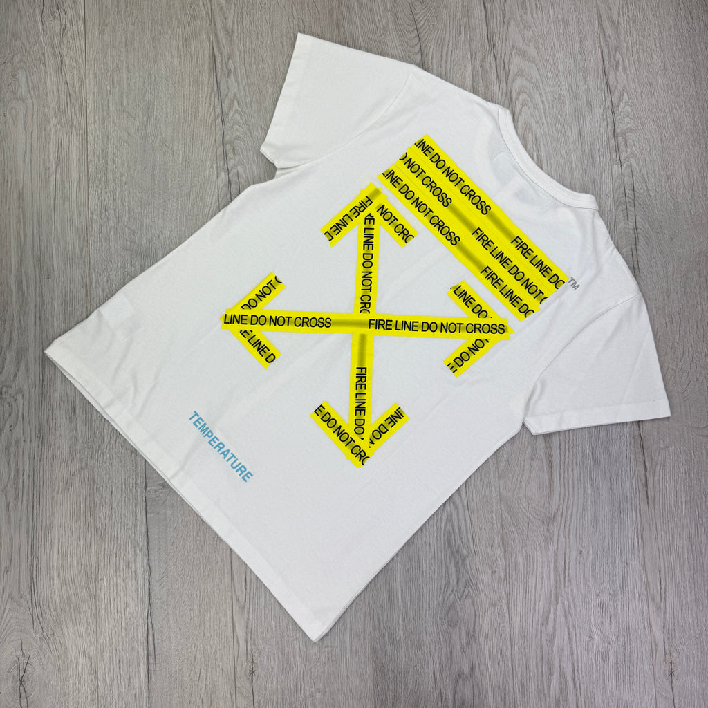 Off White Men’s Firetape Arrow White T-shirt - Small Oversized