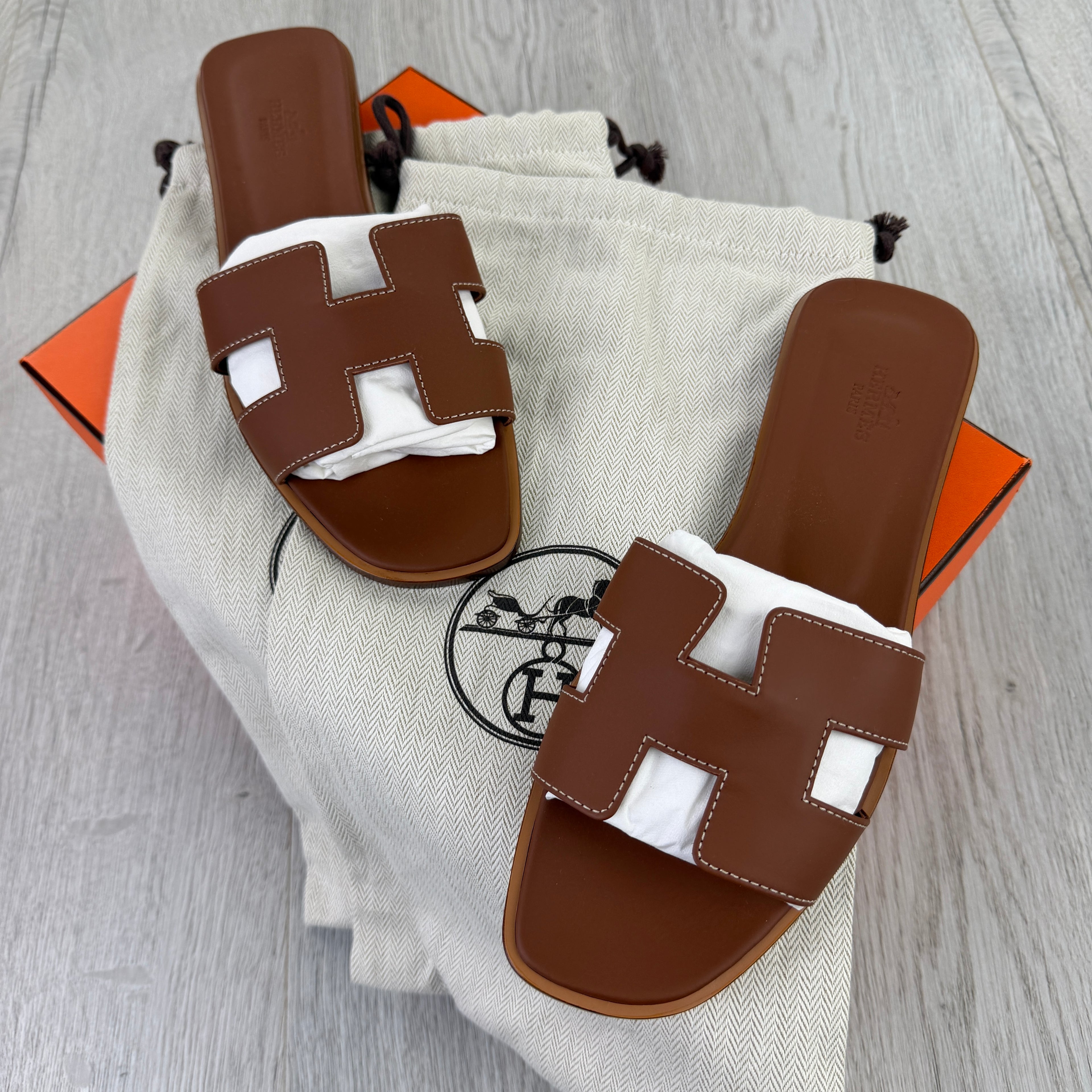 Hermes Women’s Oran Gold Sandals