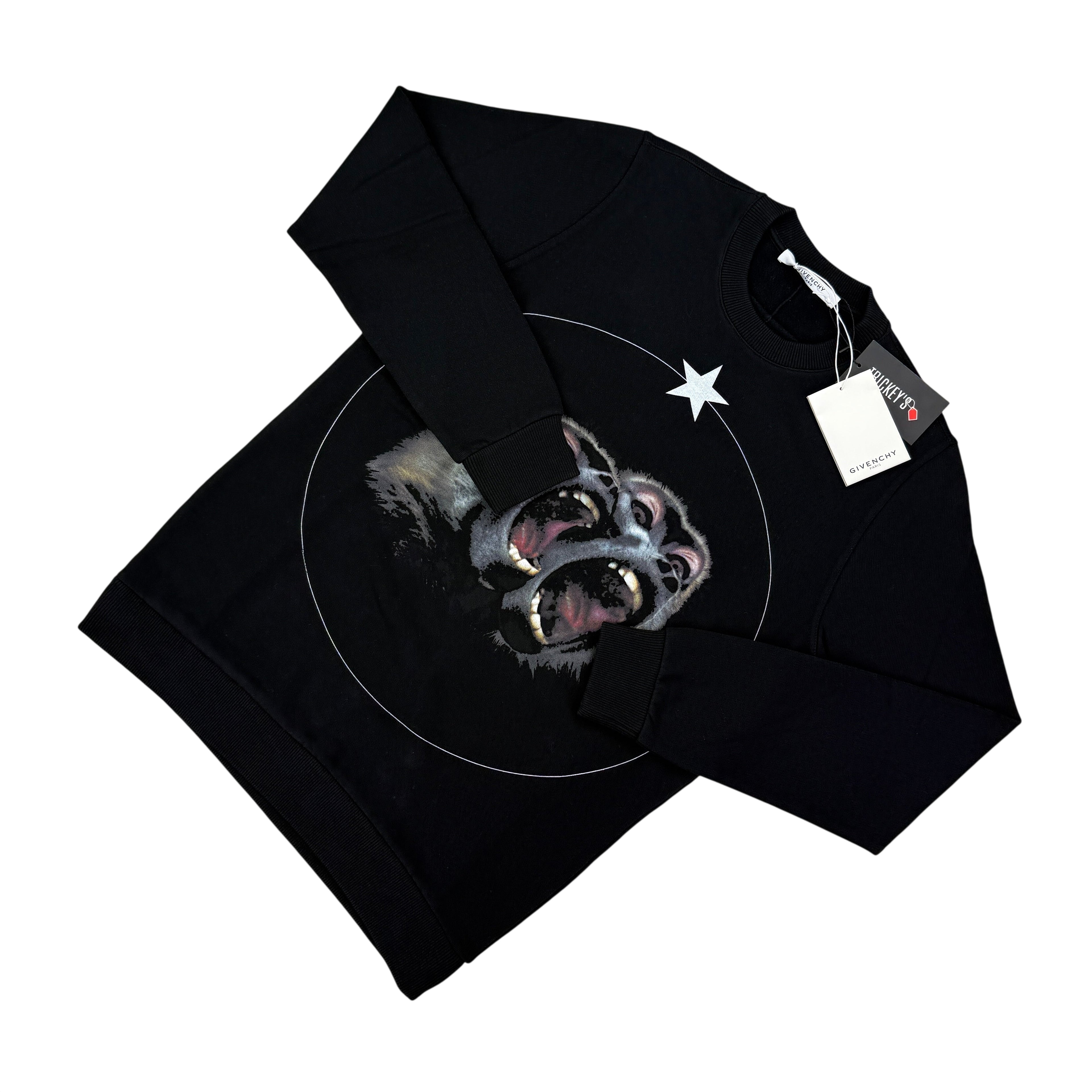 Givenchy Men’s Monkey Brothers Logo Black Crewneck Jumper