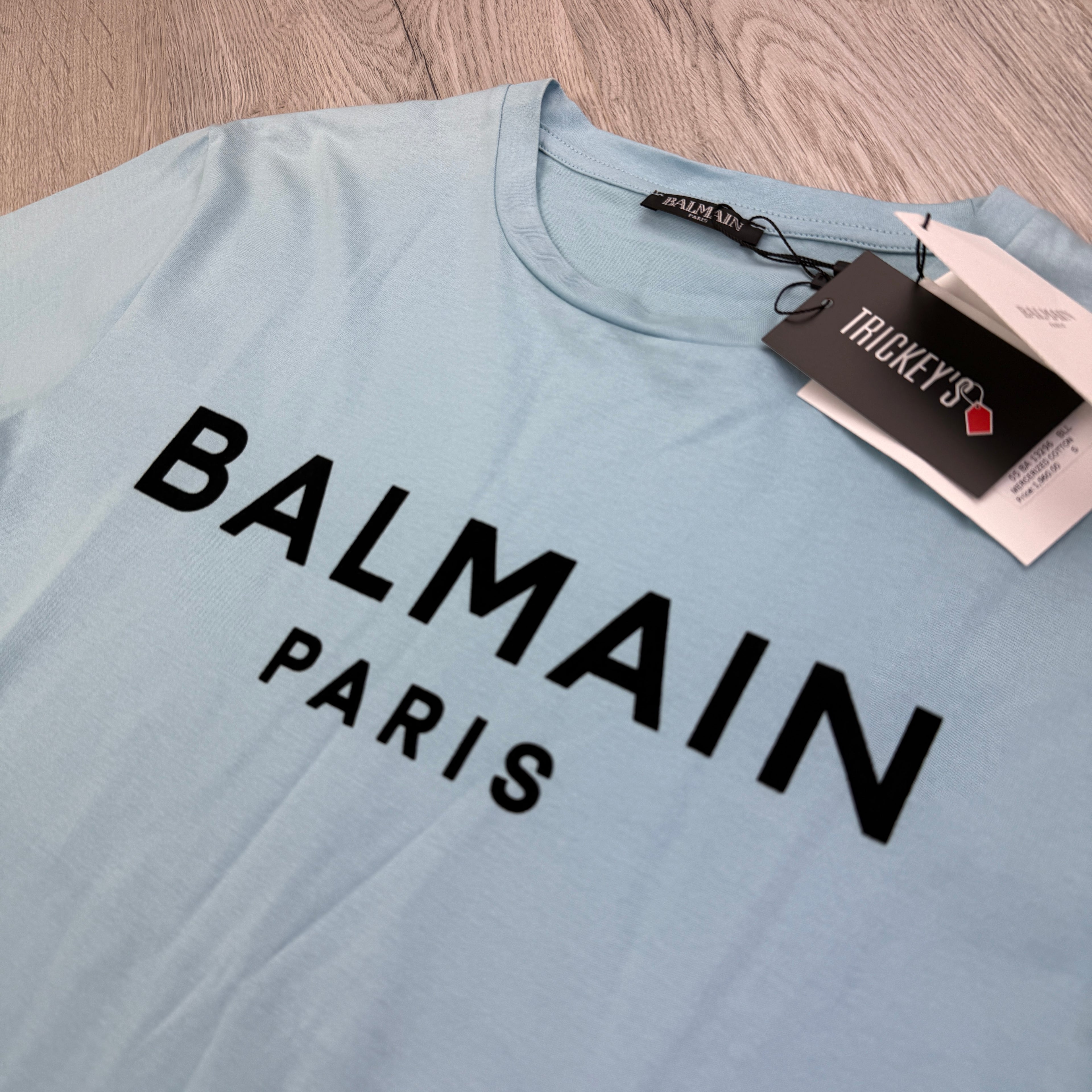Balmain Paris Men’s Baby Blue T-shirt