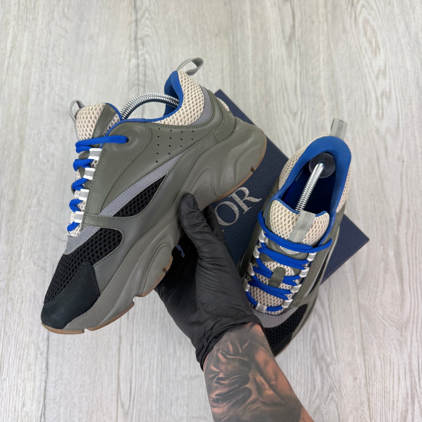 Dior B22 Men’s Khaki & Blue Trainers - 42.5 (Fit Uk 8)