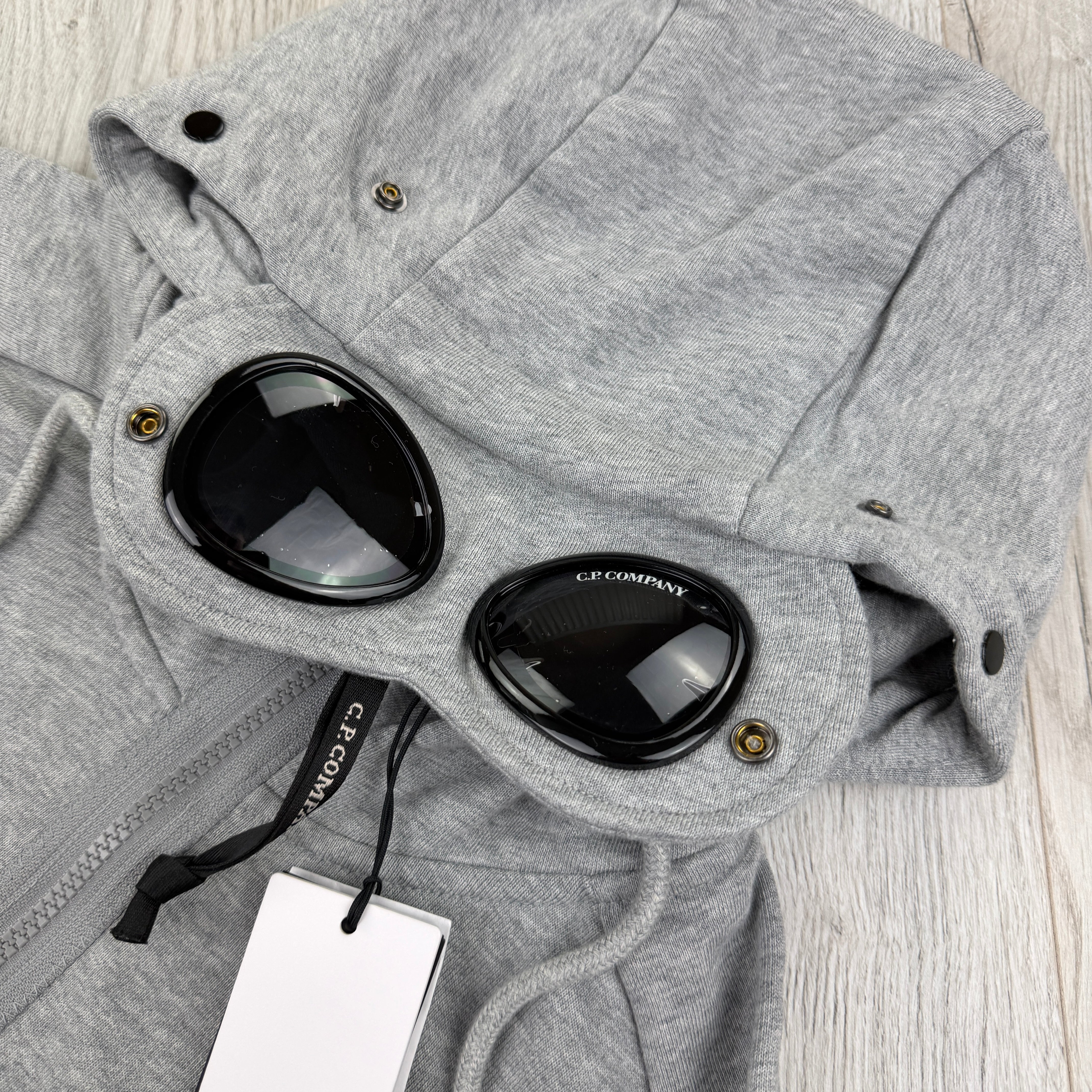 Cp Company Men's Grey Full Zip-up Googled Hoodie – Trickey.store