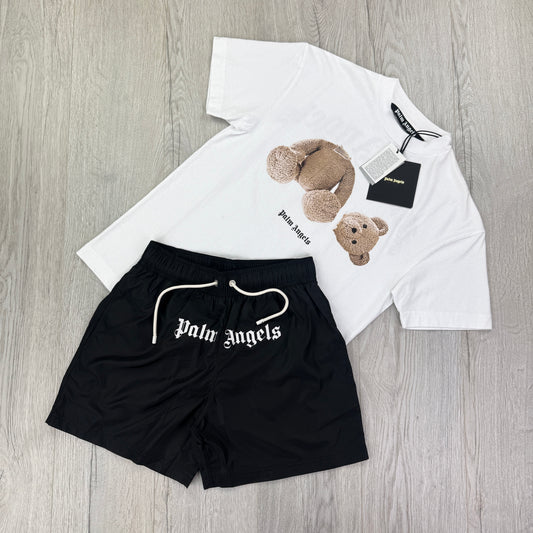 Palm Angels Men’s White T-shirt & Swim Short Set