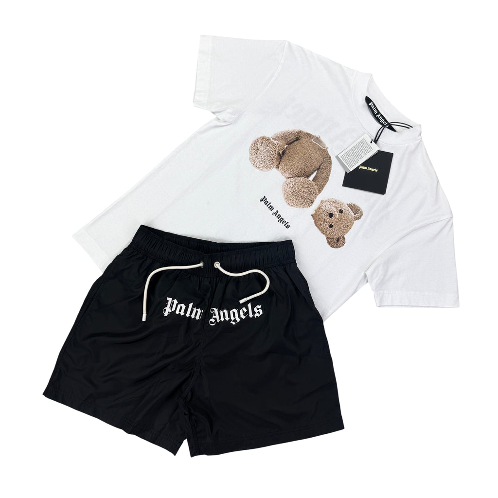 Palm Angels Men’s White T-shirt & Swim Short Set