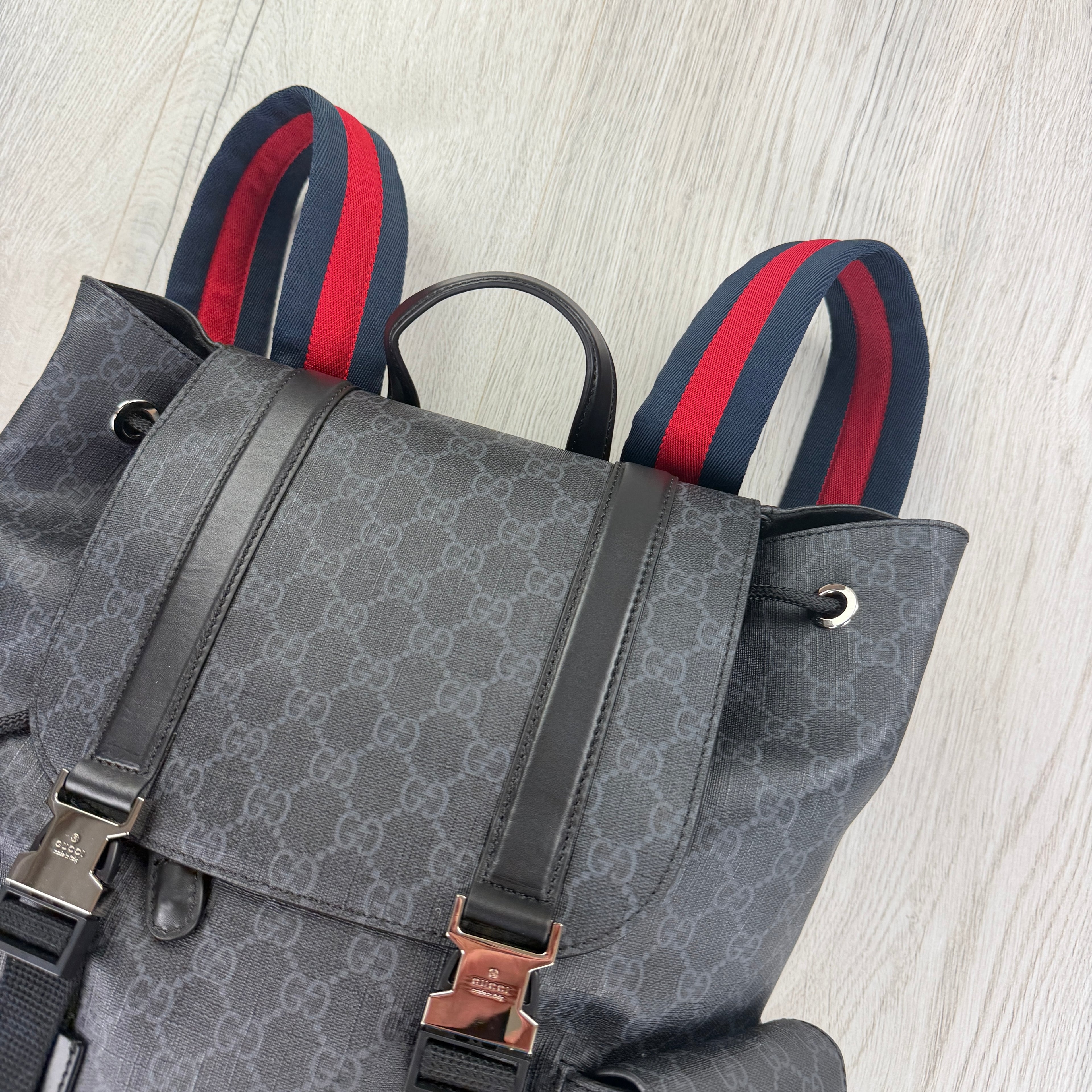 Gucci Mens GG Supreme Web Backpack