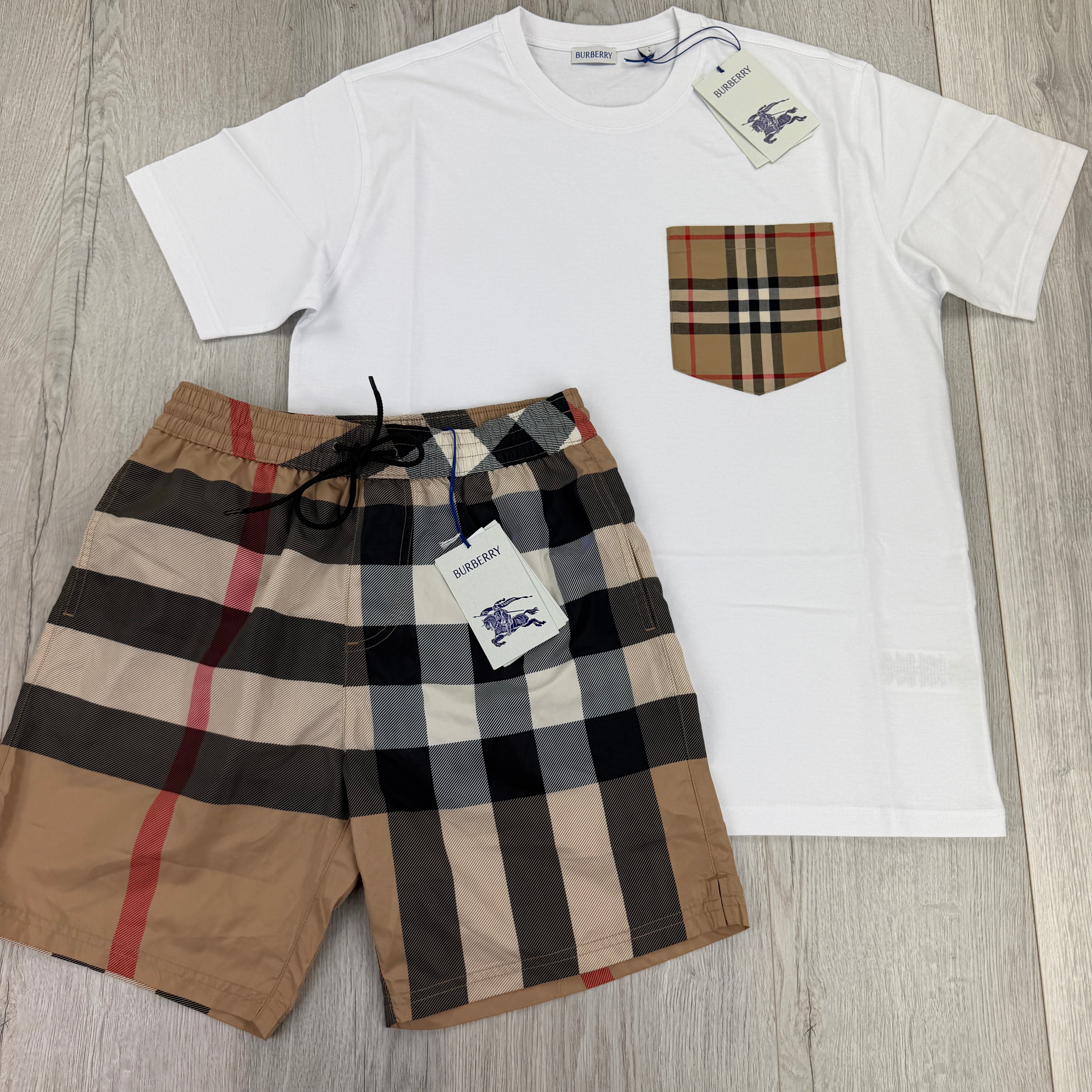 Burberry Men's White T-shirt & Shorts Set – Trickey.store