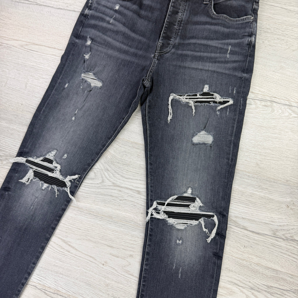 Amiri Men’s MX1 Aged Black Distressed Jeans - Uk 36