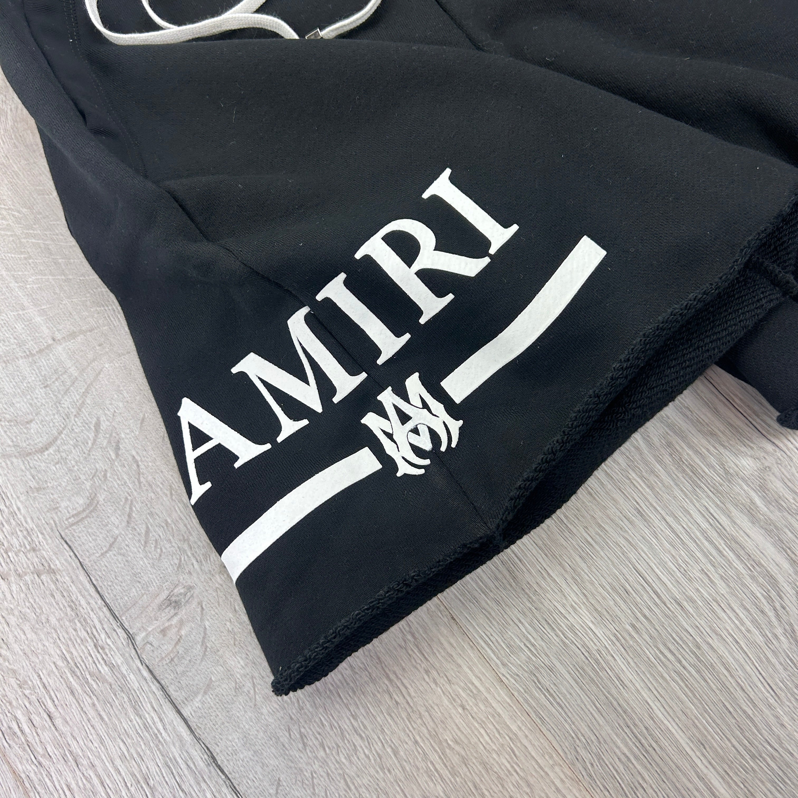 Amiri Men’s Black Cotten Logo Printed Drawstring Shorts