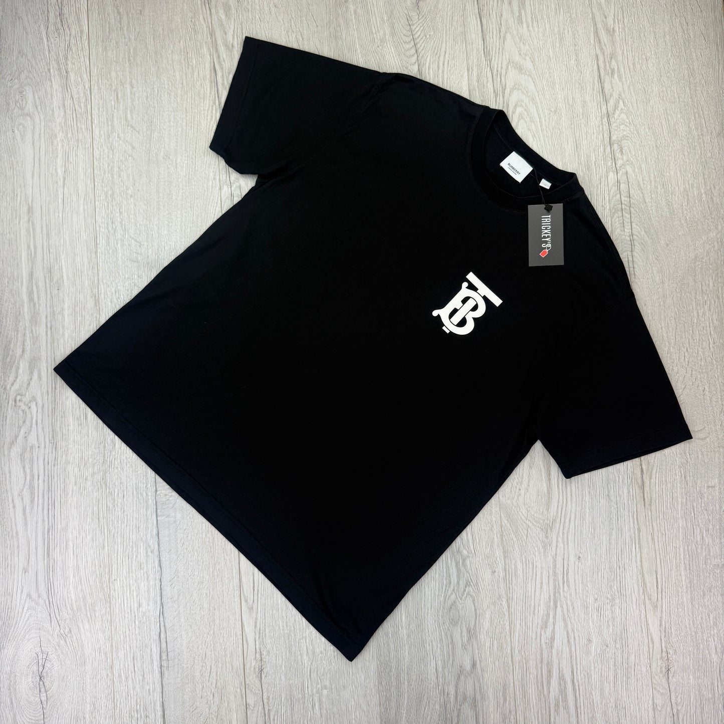 Burberry Men’s Black T-shirt TB Logo - Medium