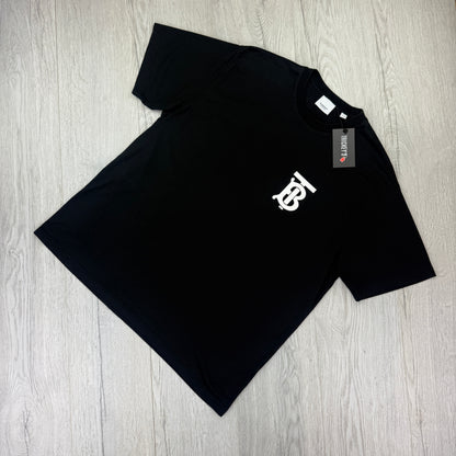 Burberry Men’s Black T-shirt TB Logo - Medium