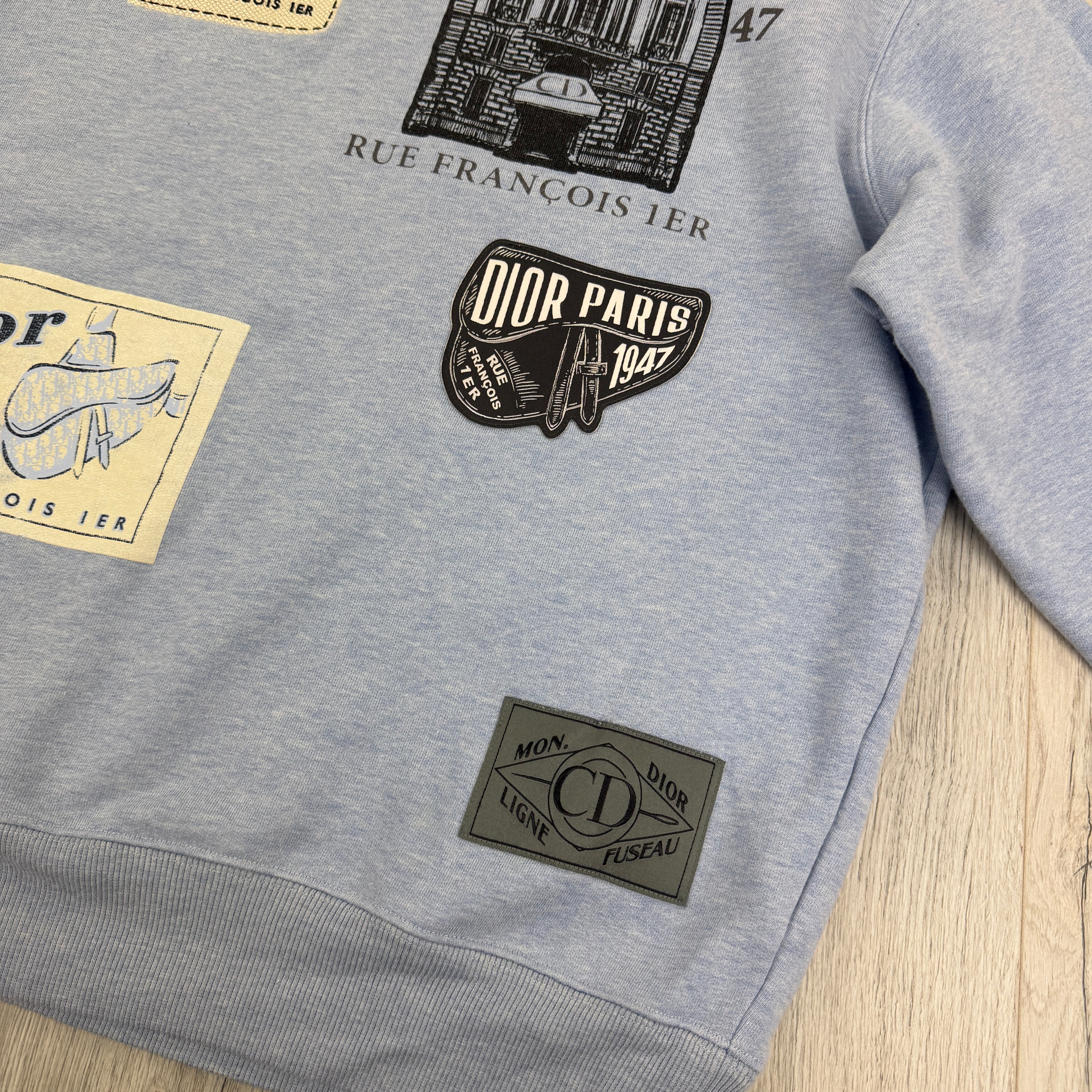 Christian Dior Men’s Baby Blue Crewneck Jumper - Small