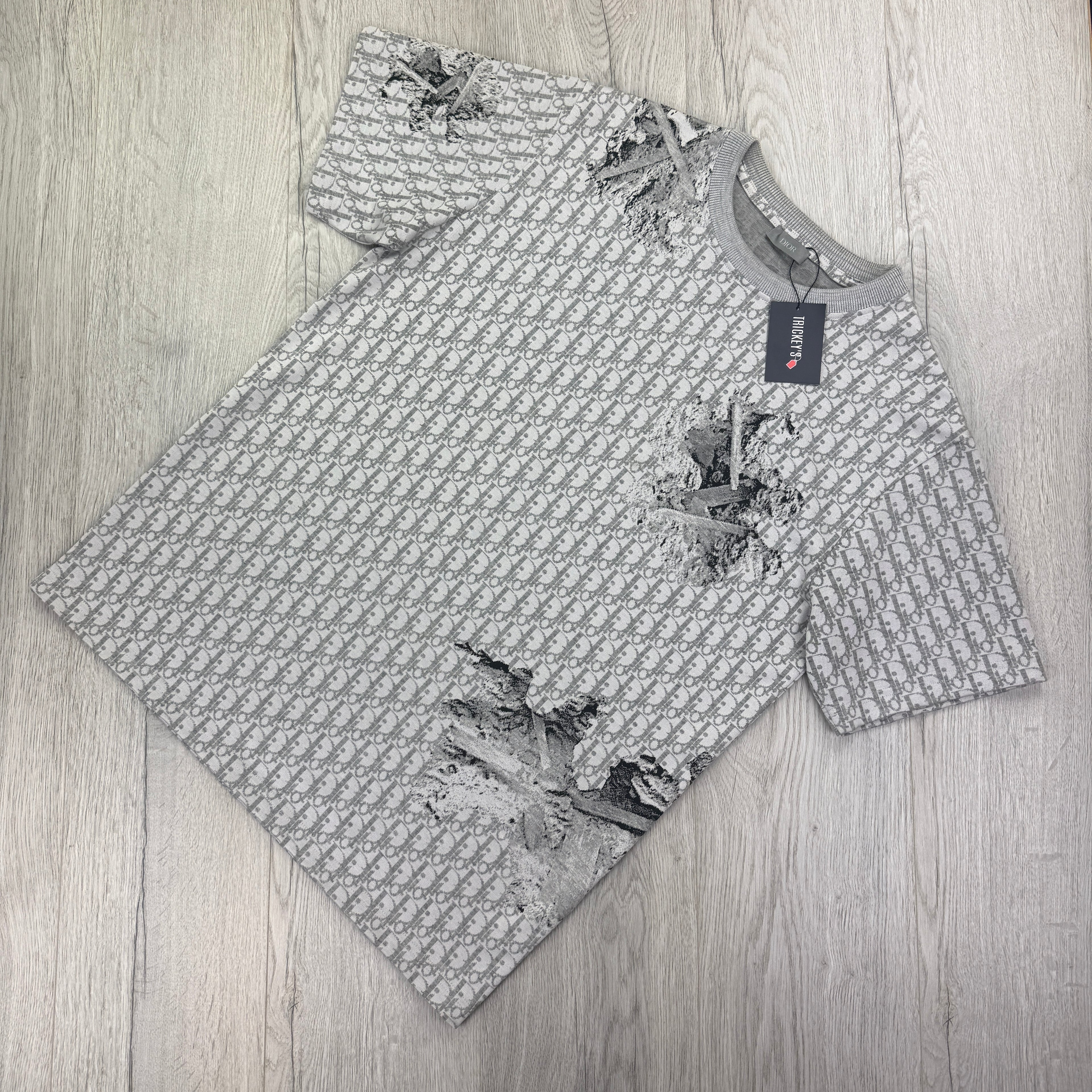 Dior Men’s Grey Oblique Daniel Arsham T-shirt - Small