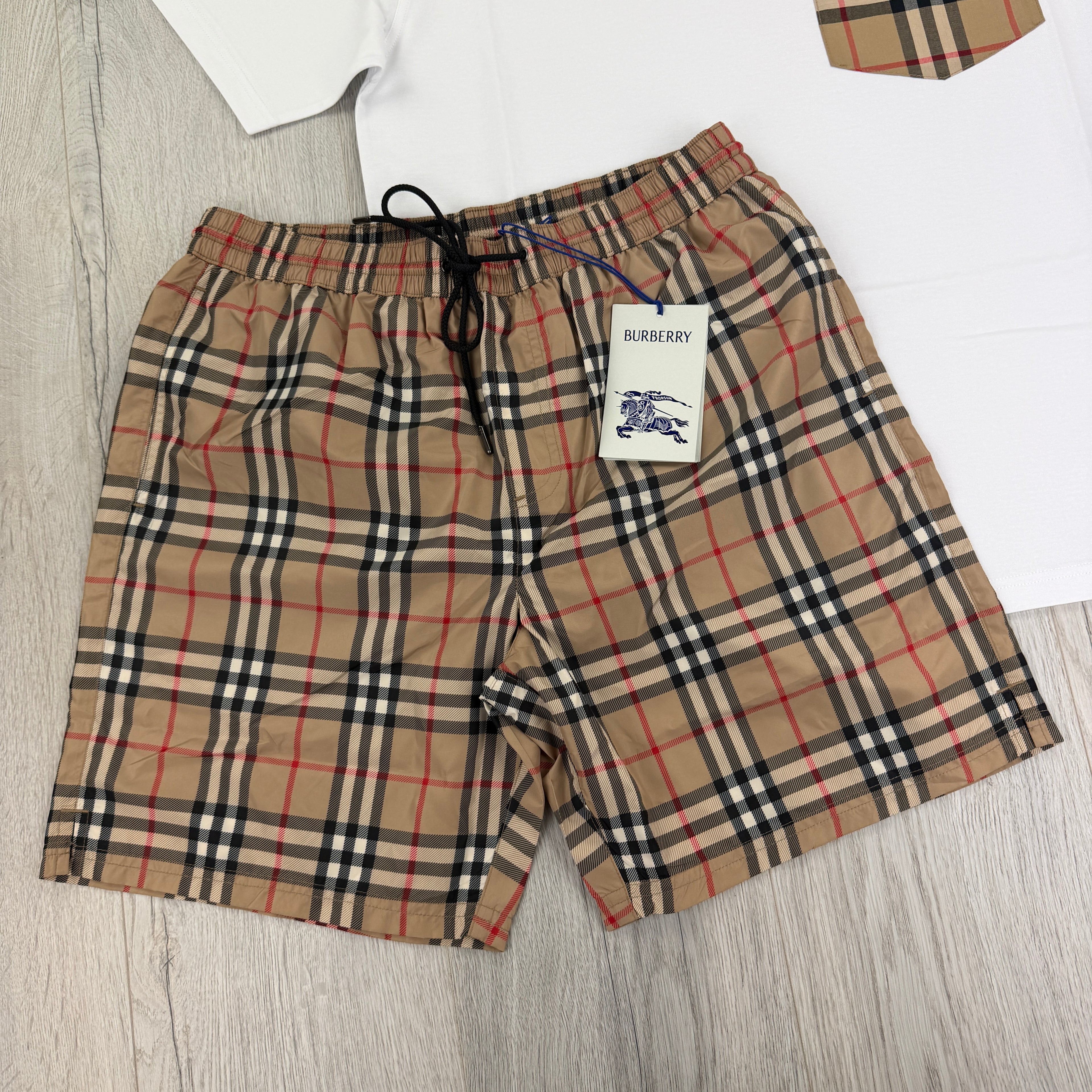 Burberry Men’s White T-shirt & Shorts Set