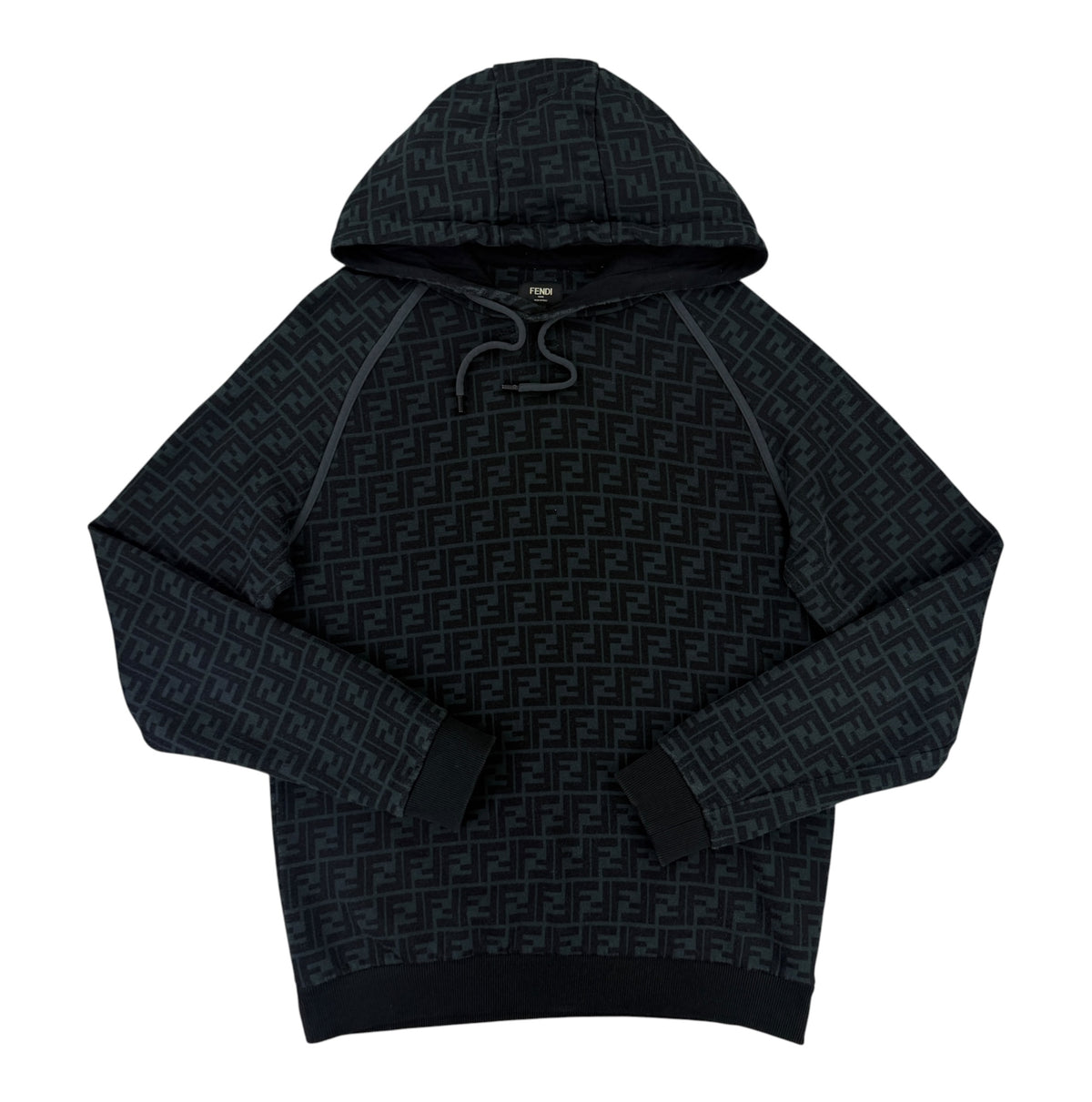 Fendi Men’s Black Pullover Hoodie FF Logo - Medium