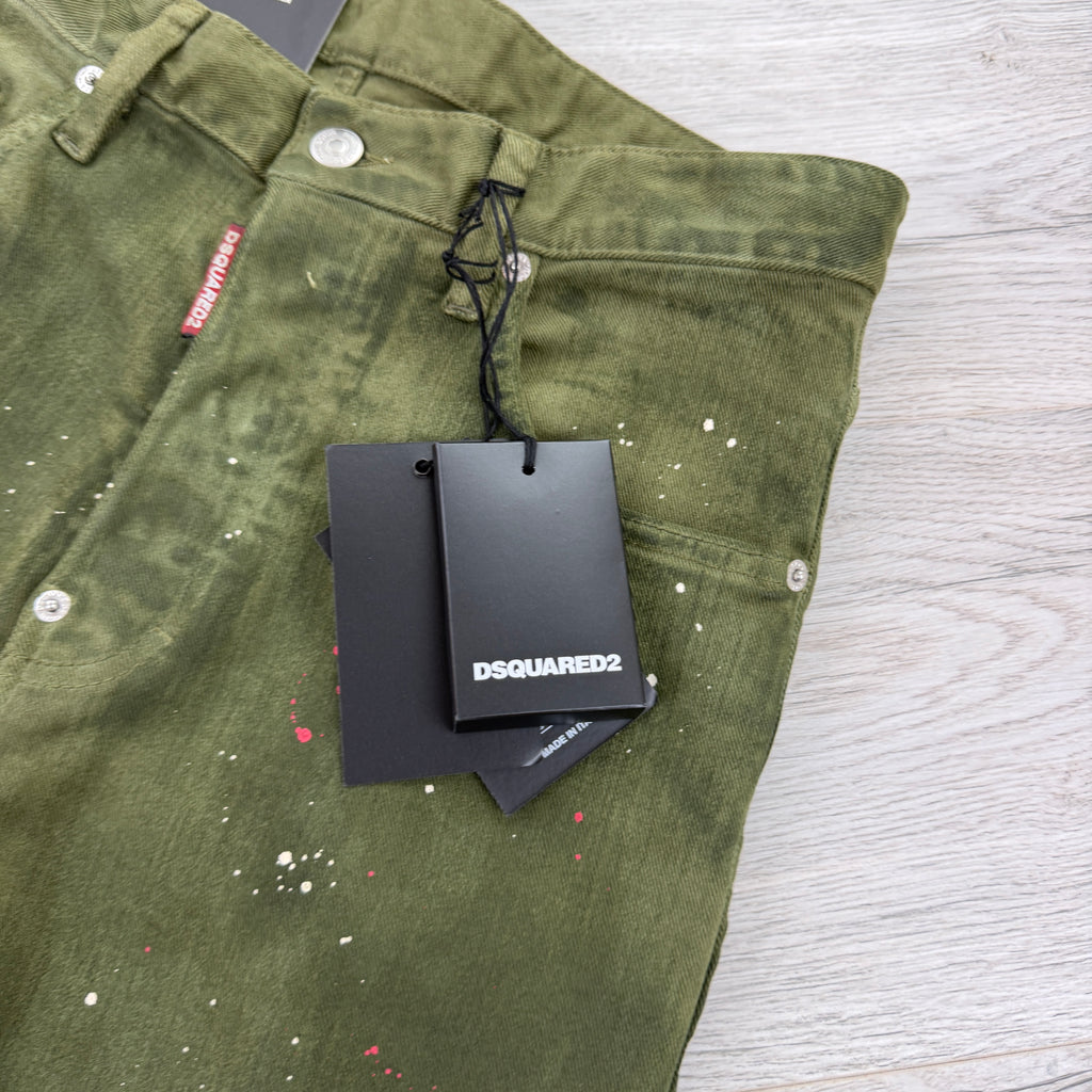 Dsquared2 Men’s Green Distressed Straight Jeans