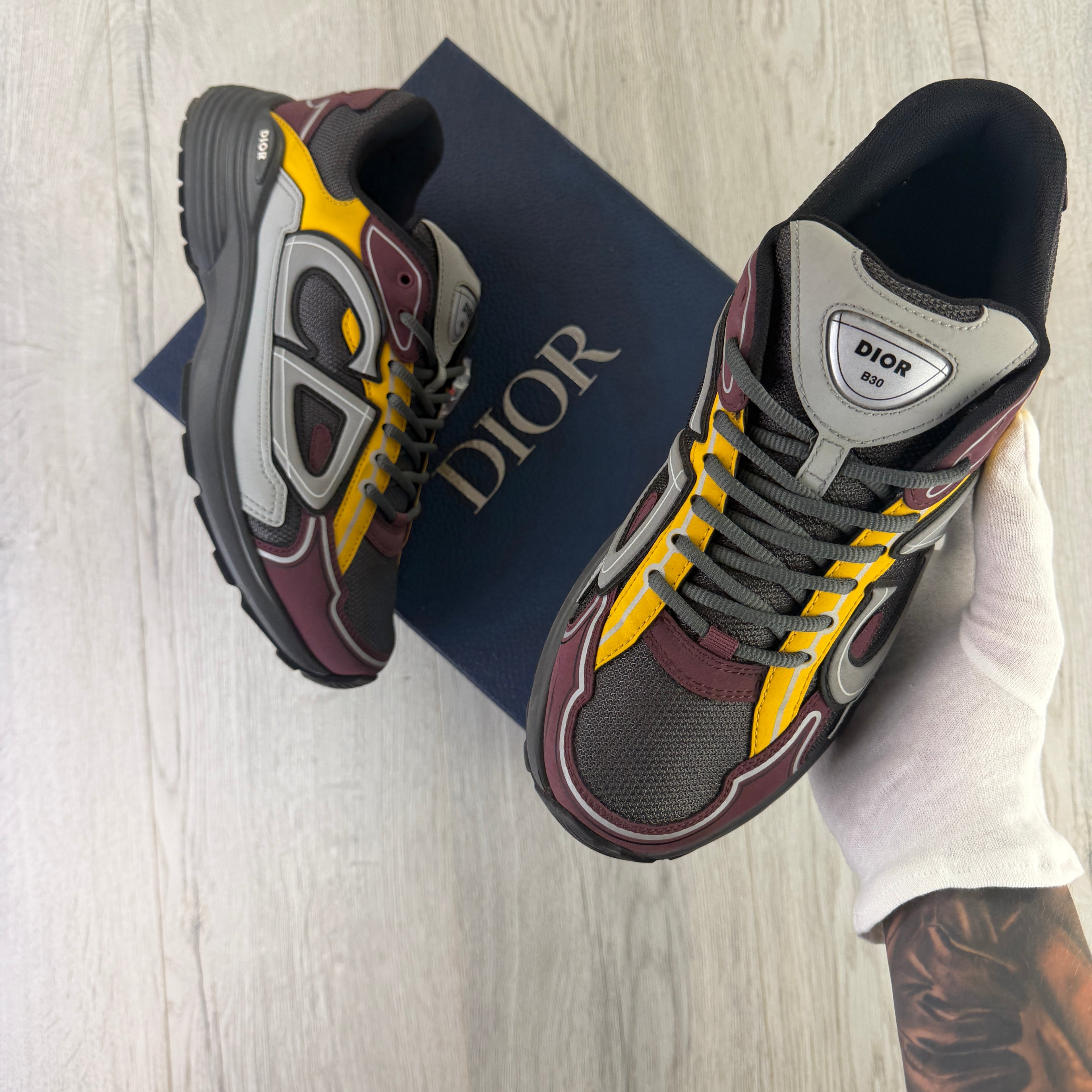 Dior B30 Men’s Burgundy / Yellow Trainers - 43 (Uk 9)