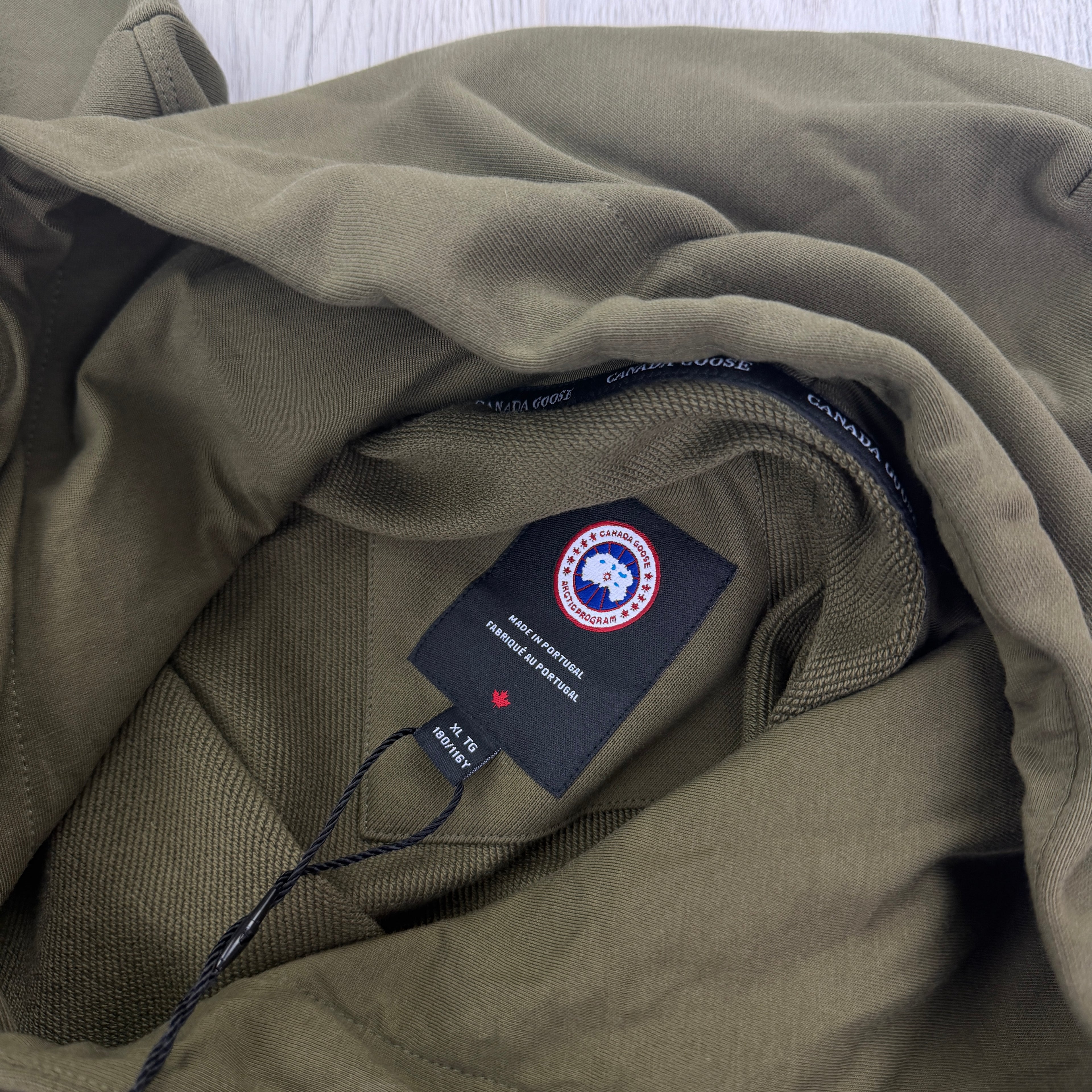 Canada Goose Men’s Black Badge Khaki Pullover Hoodie - XL