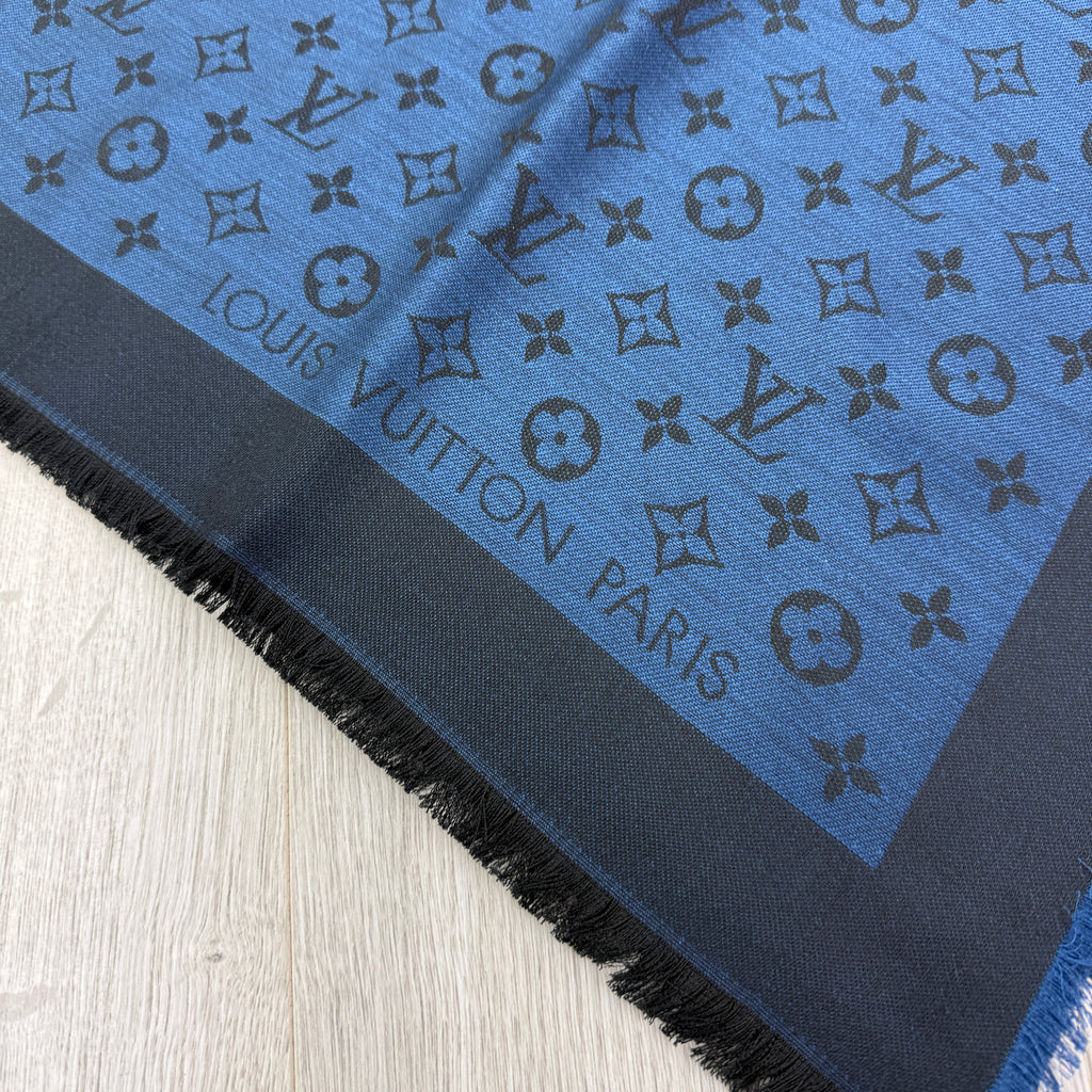 Louis Vuitton Shawls Blue Monogram Shine Style Scarf