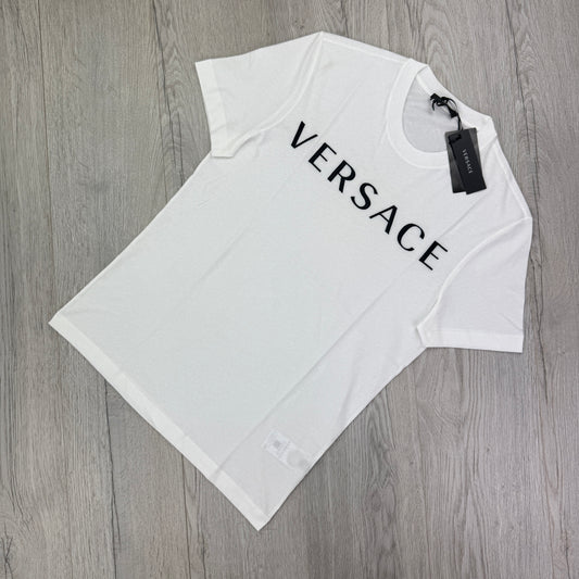 Versace Men’s White T-shirt Embroidered Logo