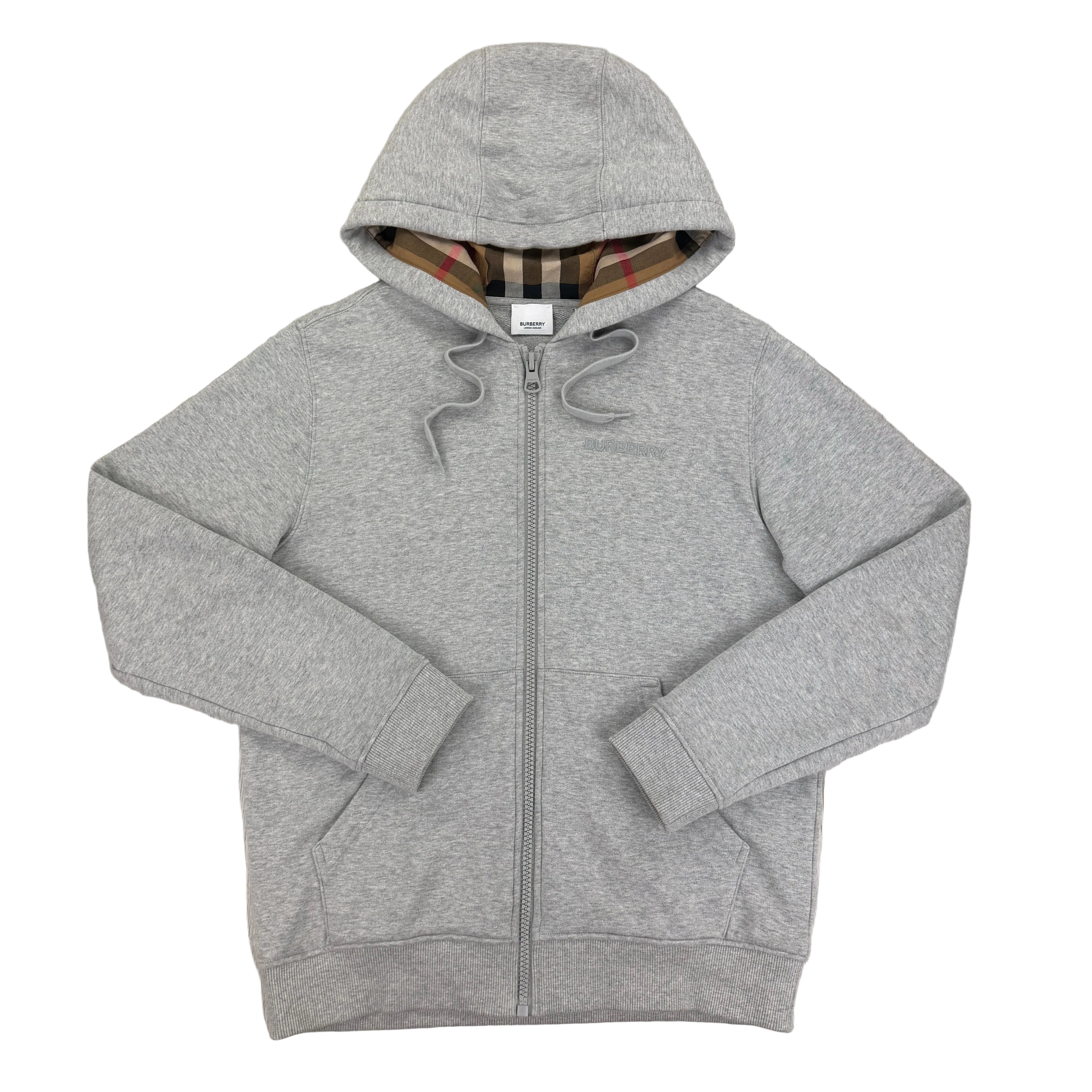 Burberry Men’s Grey Zip-up Hoodie - Small
