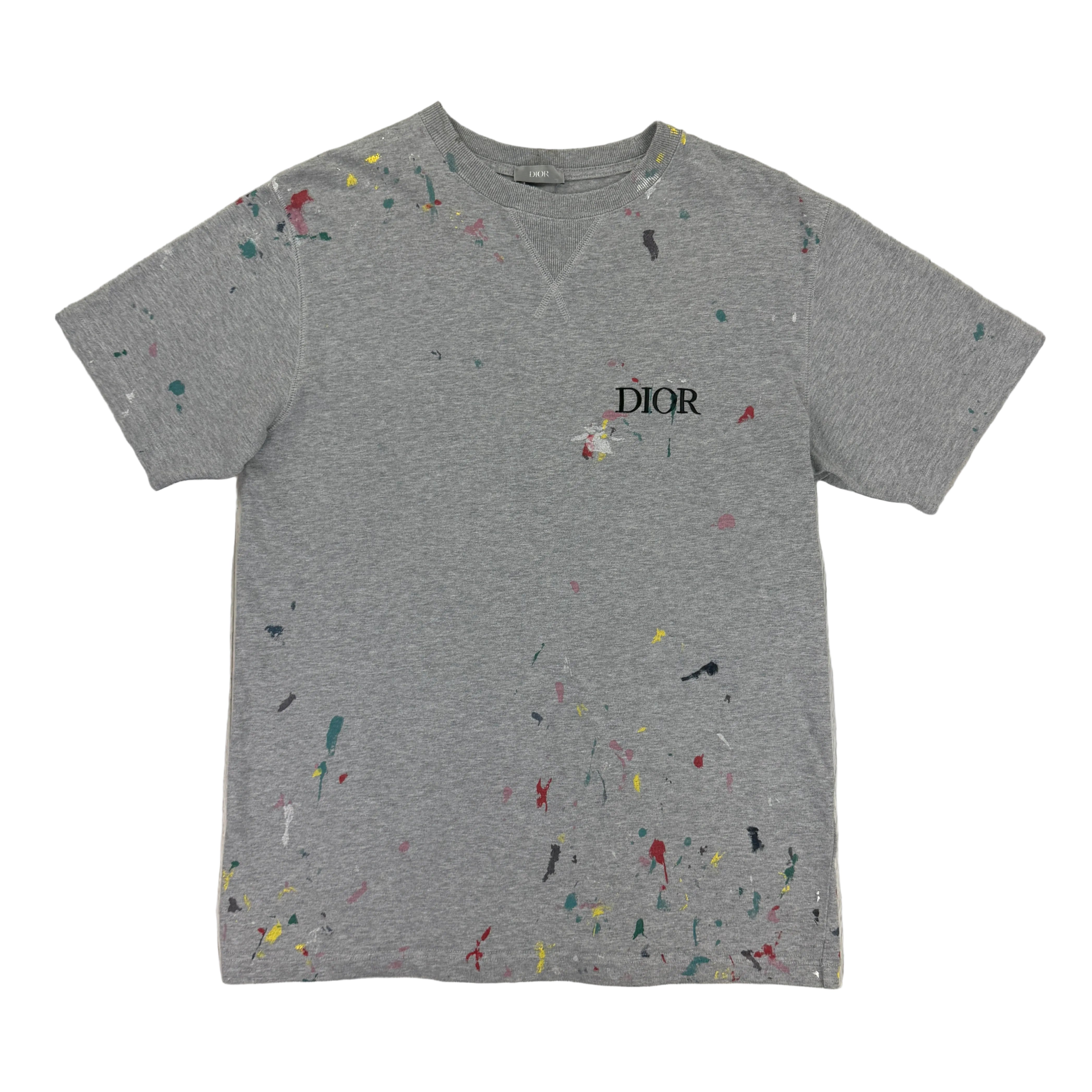 Dior Men's Grey Paint Splattered T Shirt - Large – Trickey.store