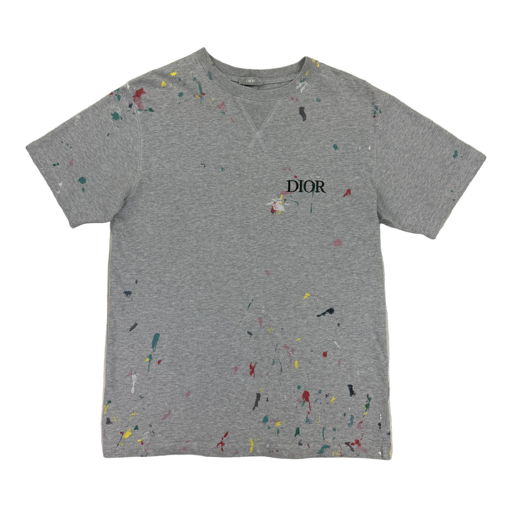 Dior Men’s Grey Paint Splattered T Shirt - Large