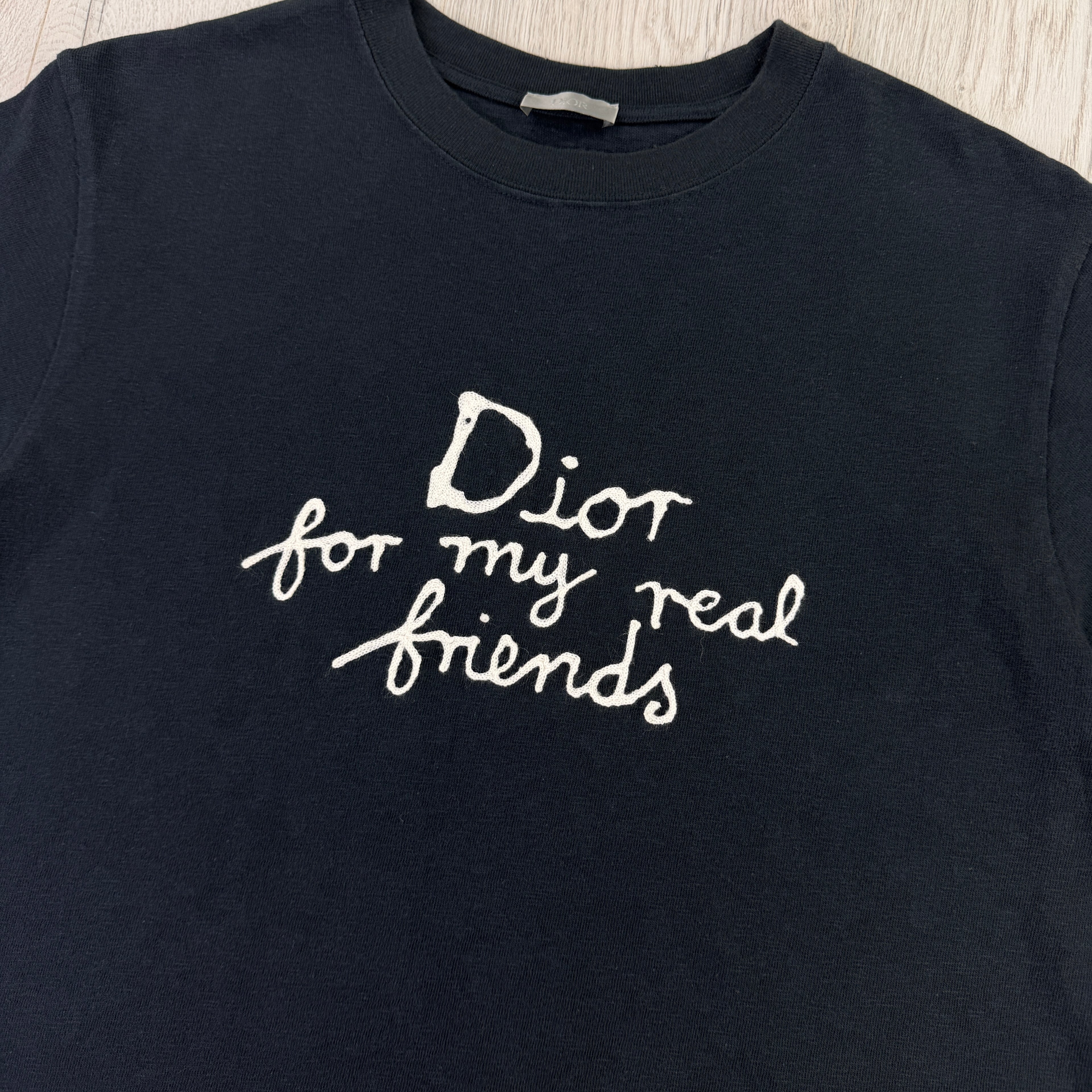 Dior Men’s Navy T-shirt ‘For My Real Friends’ - Small