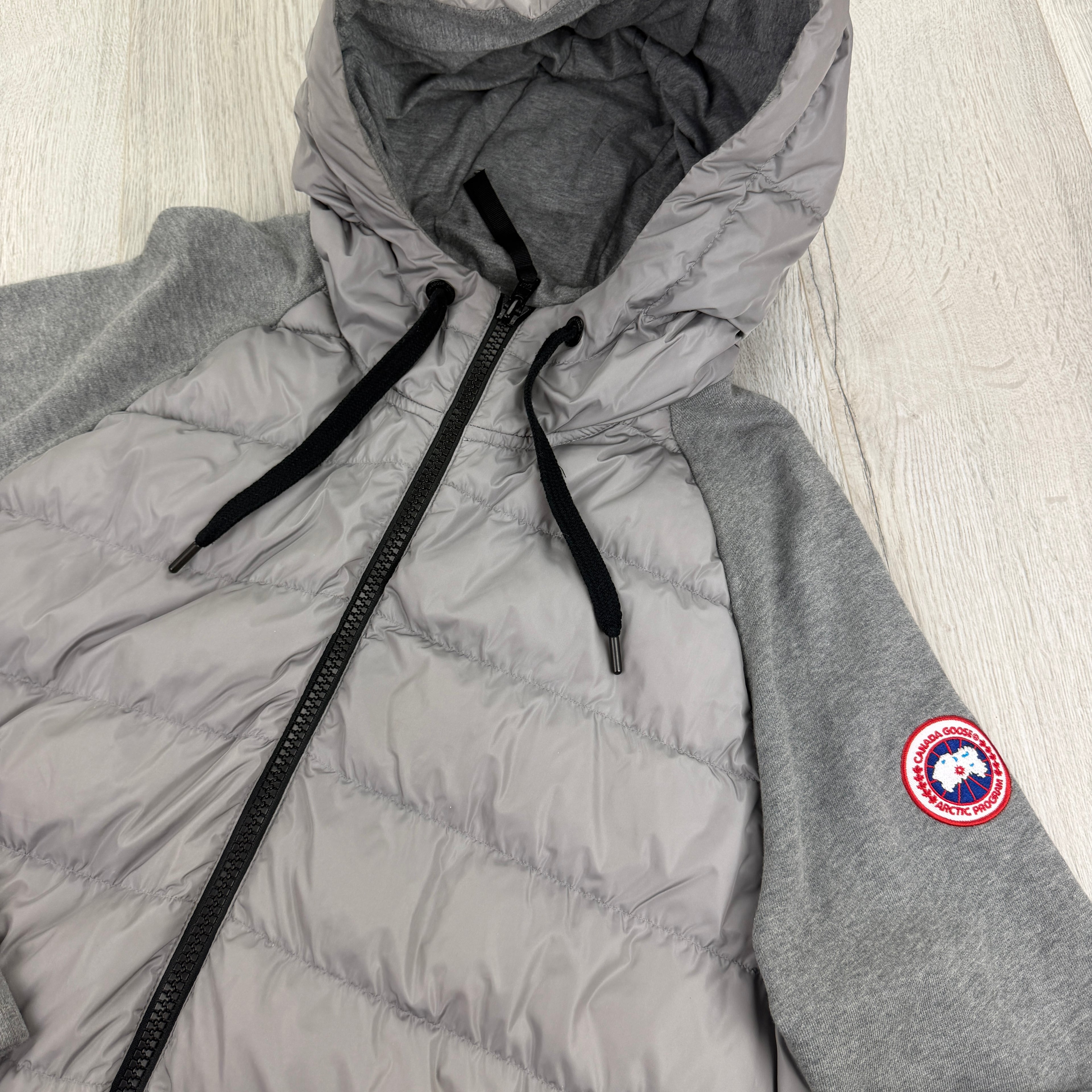 Canada Goose Men’s Grey Zip-up Padded Hoodie - Large