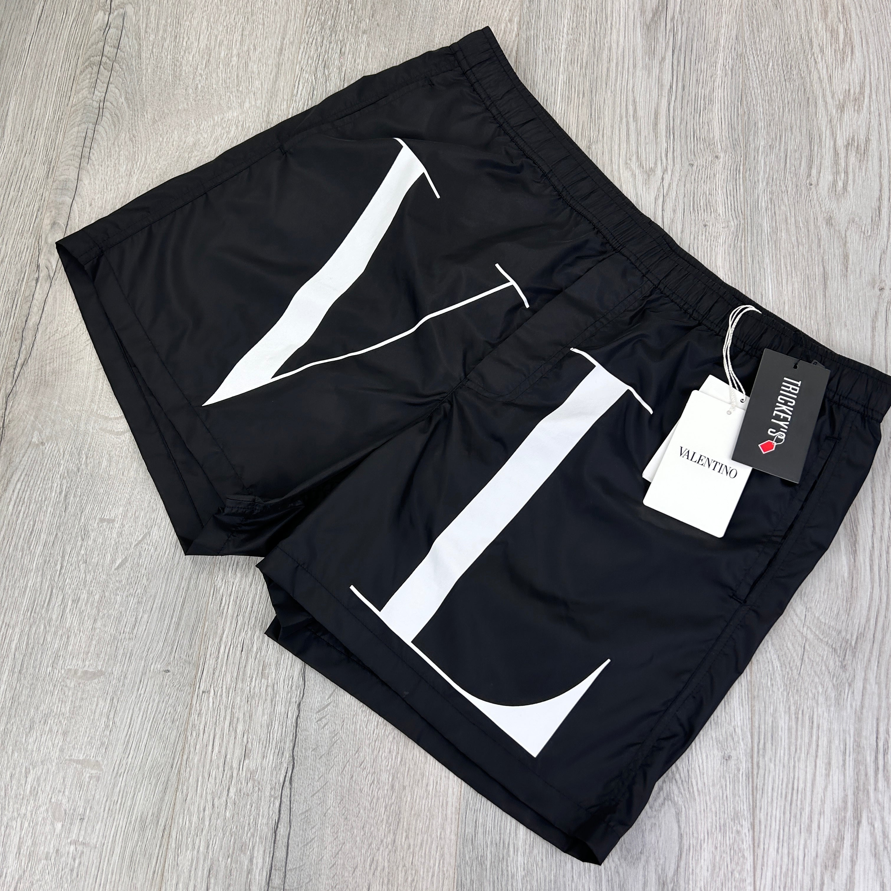 Valentino Men s Black VLTN Logo Swim Shorts 52 Trickey.store