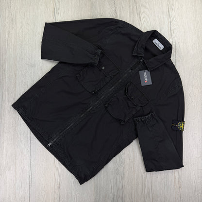 Stone Island Men’s Black Zipped Over-shirt - Large